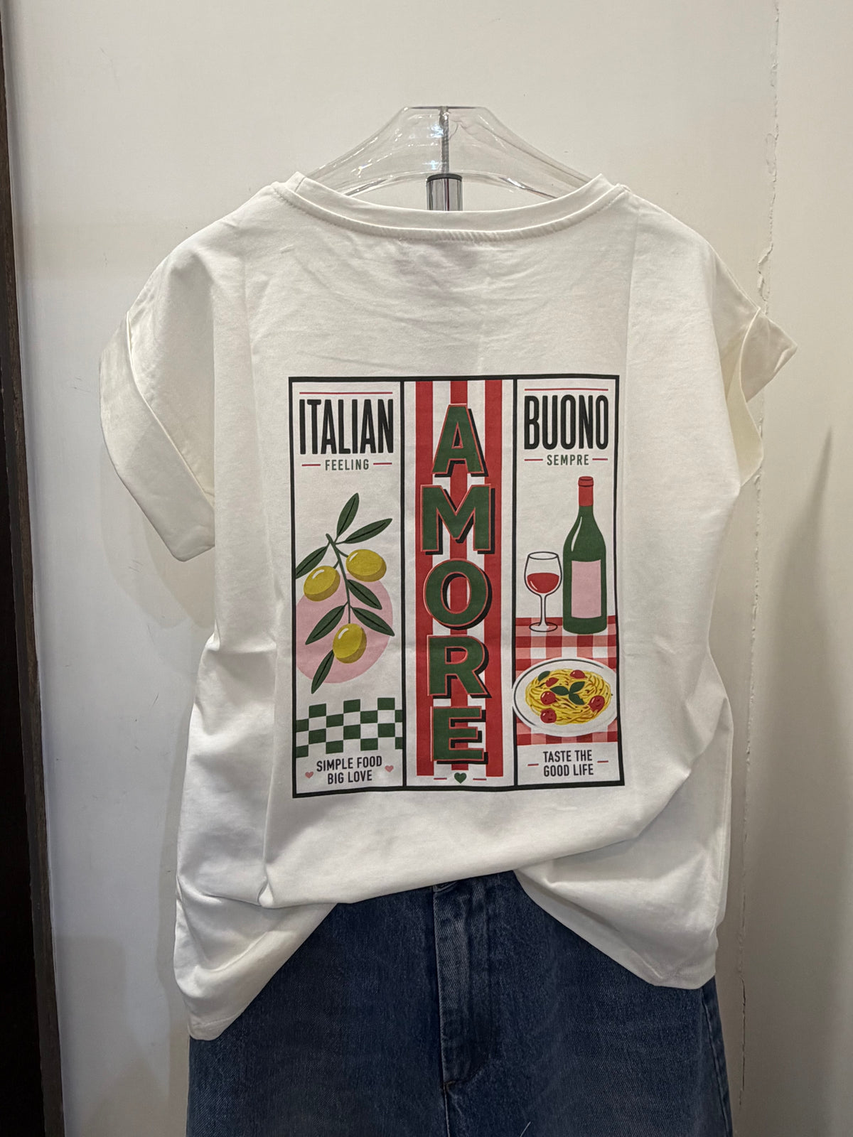 T-shirt con stampa in cotone “Italia Amore ” Emisphere