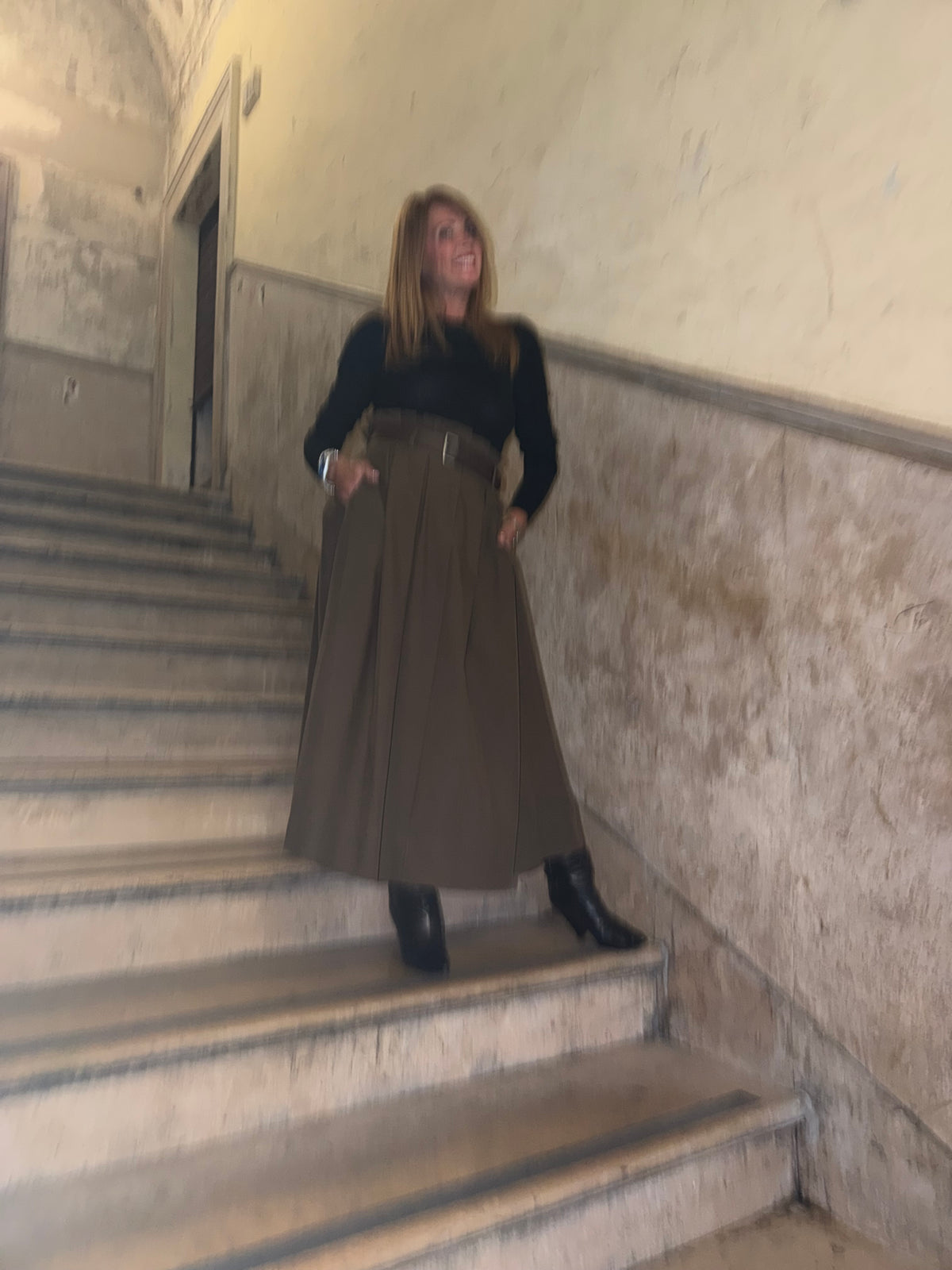 Gonna in cotone a pieghe con cintura di dotazione Emisphere