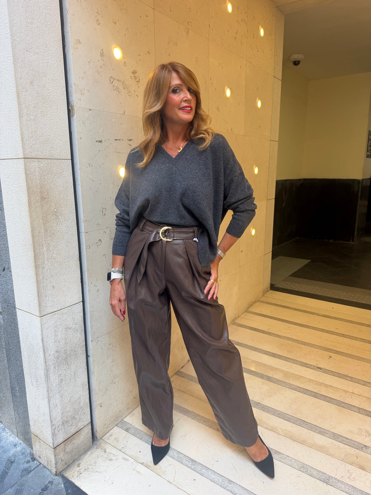Pantalone balloon in ecopelle Kaos Collection