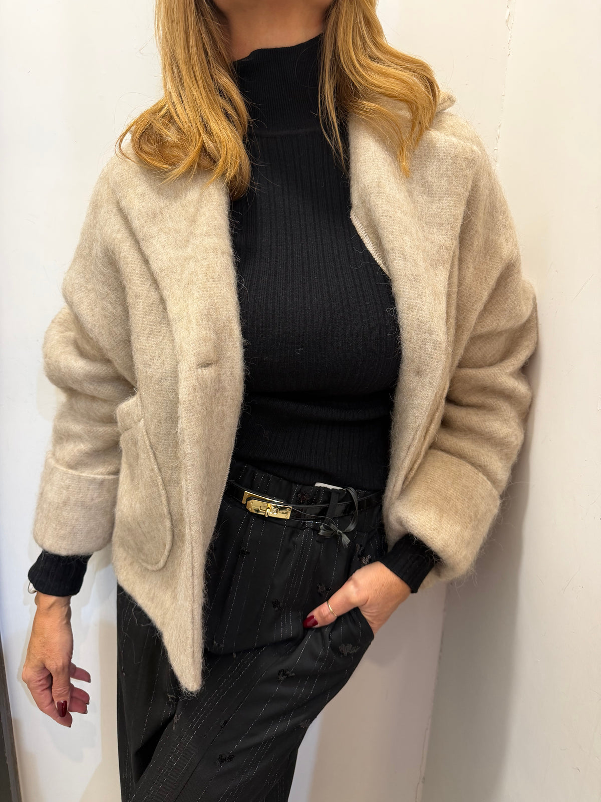 Bomberino corto in maglia effetto mohair Emisphere