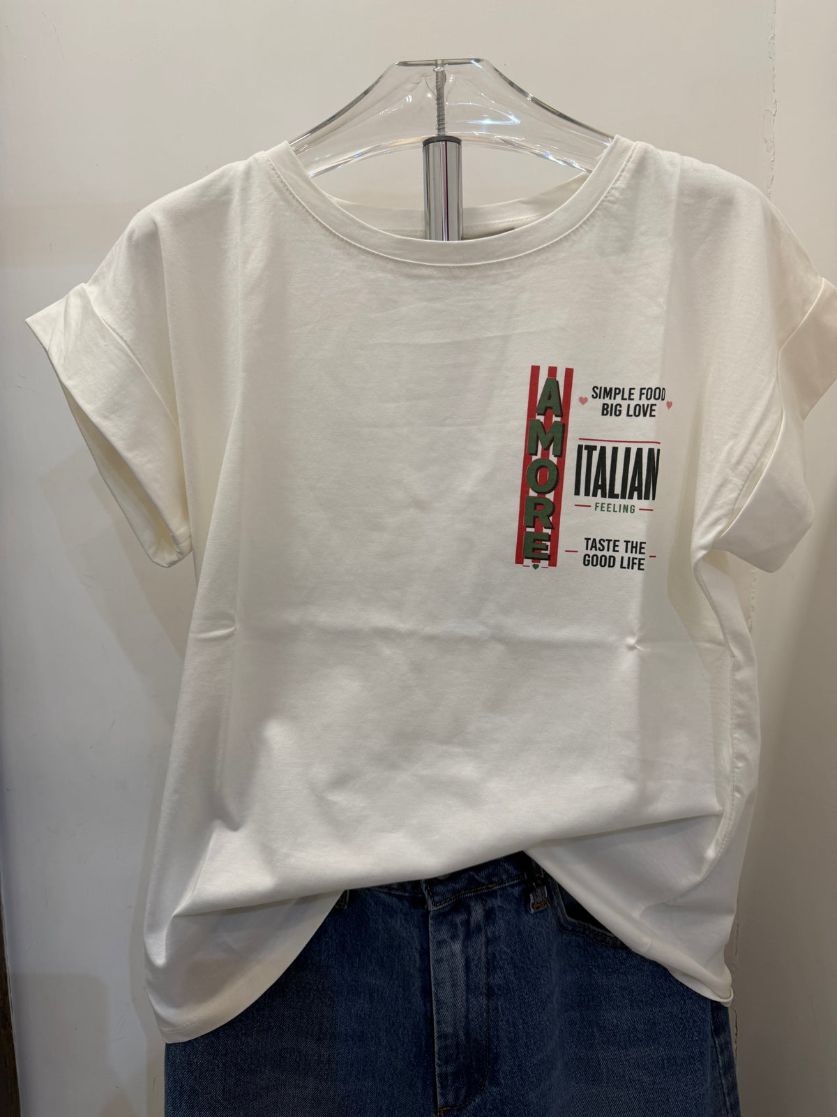 T-shirt con stampa in cotone “Italia Amore ” Emisphere