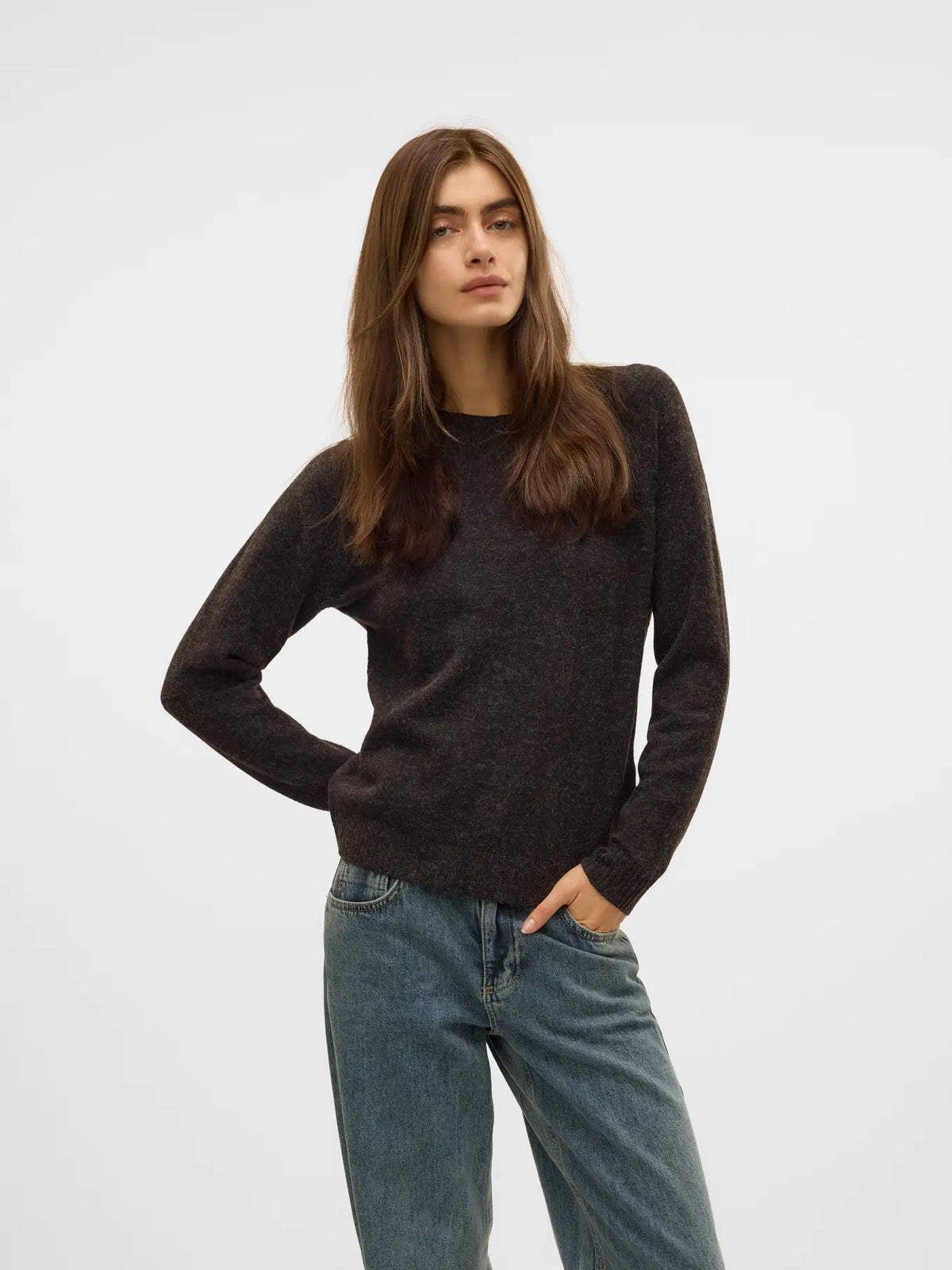 Maglia girocollo in maglia con polsini a costine Vero Moda