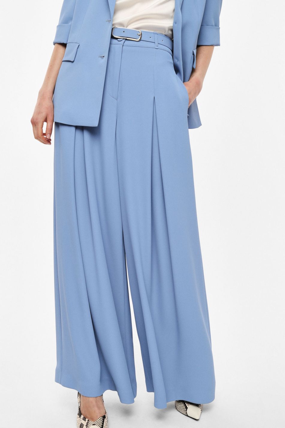 Pantaloni palazzo a vita alta con cintura Imperial