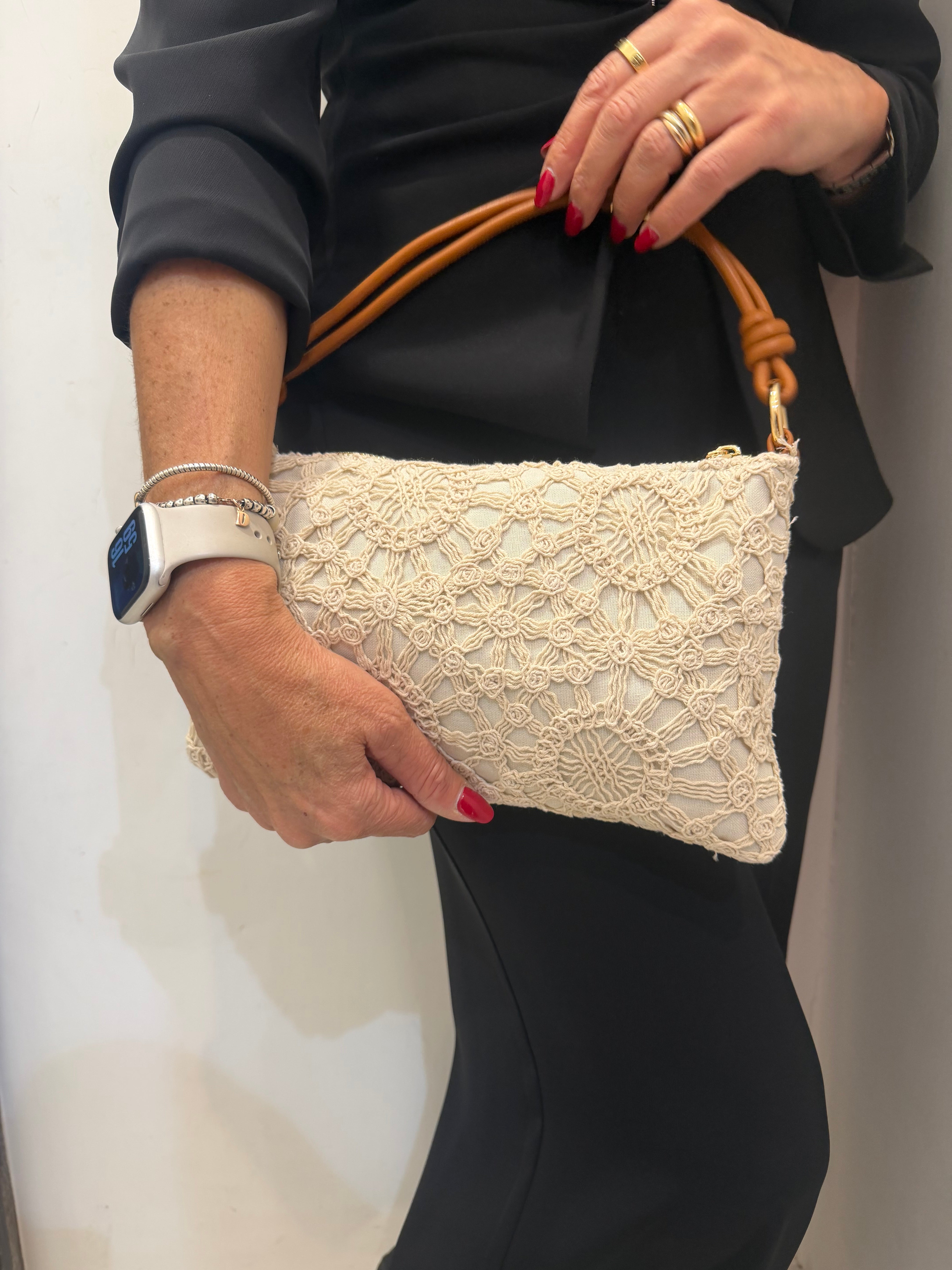 Mini bag in crochet con zip manico e tracolla Emisphere