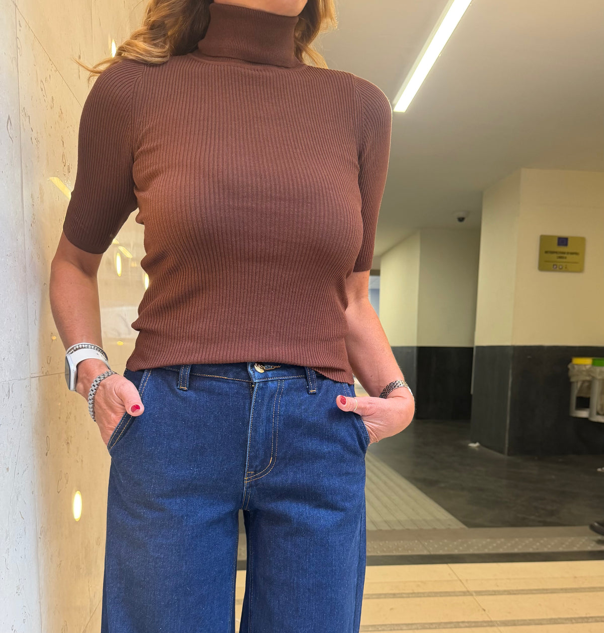 Dolcevita collo alto a costine Vero Moda