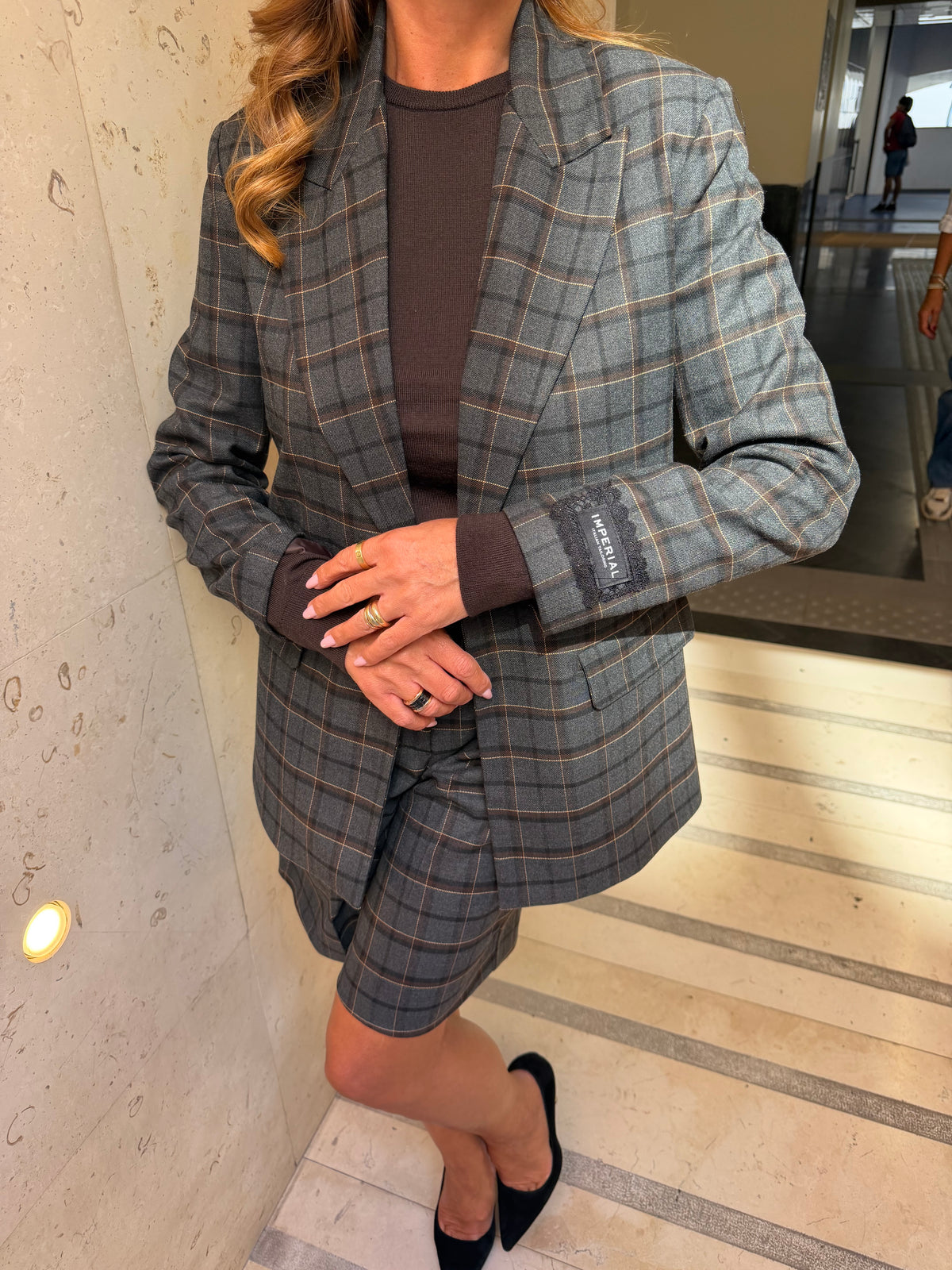 Giacca principe di galles con dettaglio tailoring Imperial