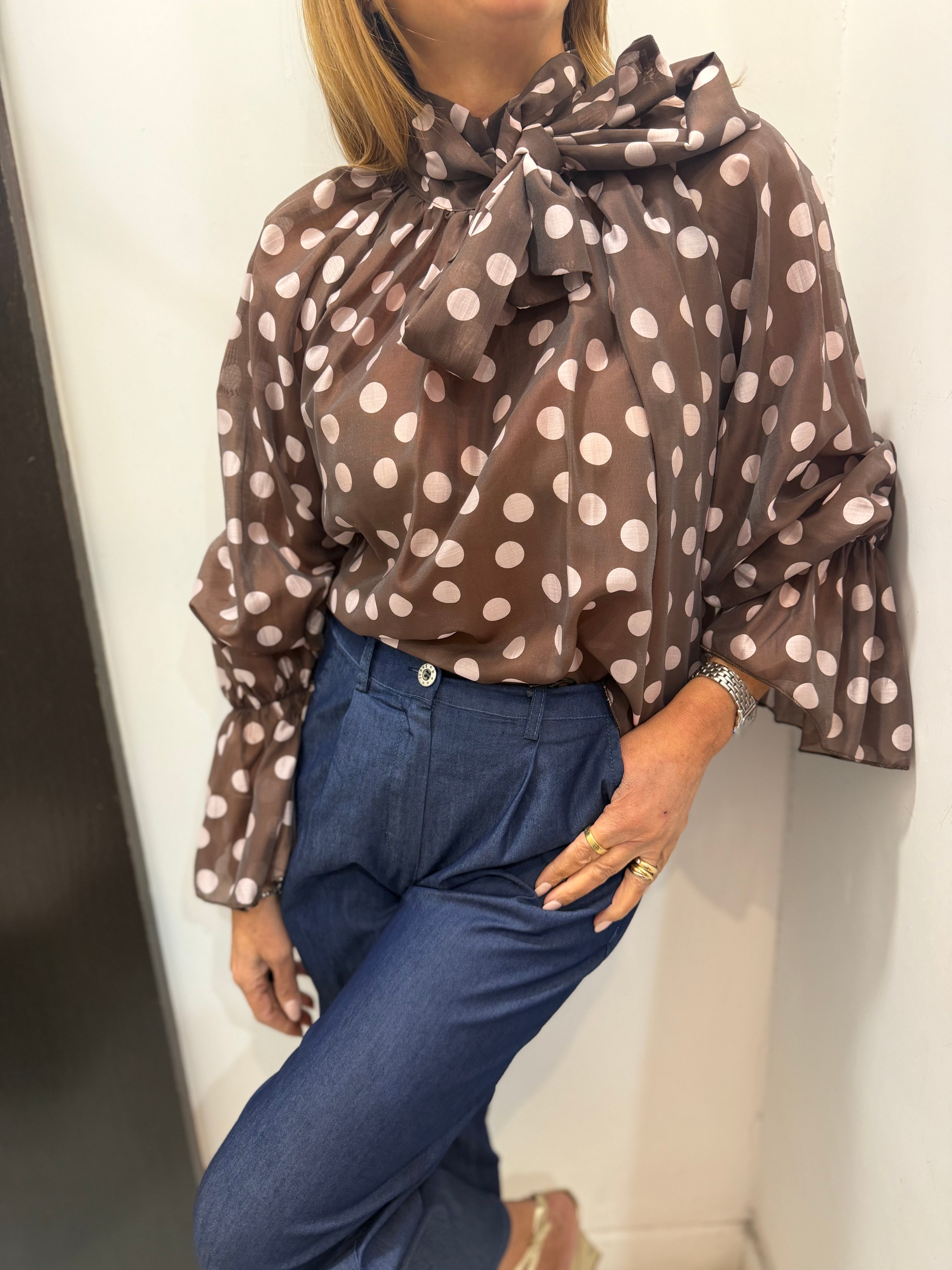 Camicia con pois e manica a sbuffo Emisphere