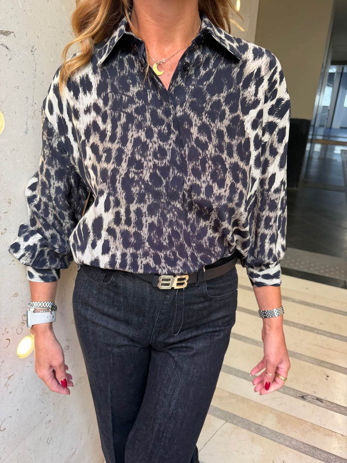Camicia con fantasia maculata in viscosa Kaos Collection