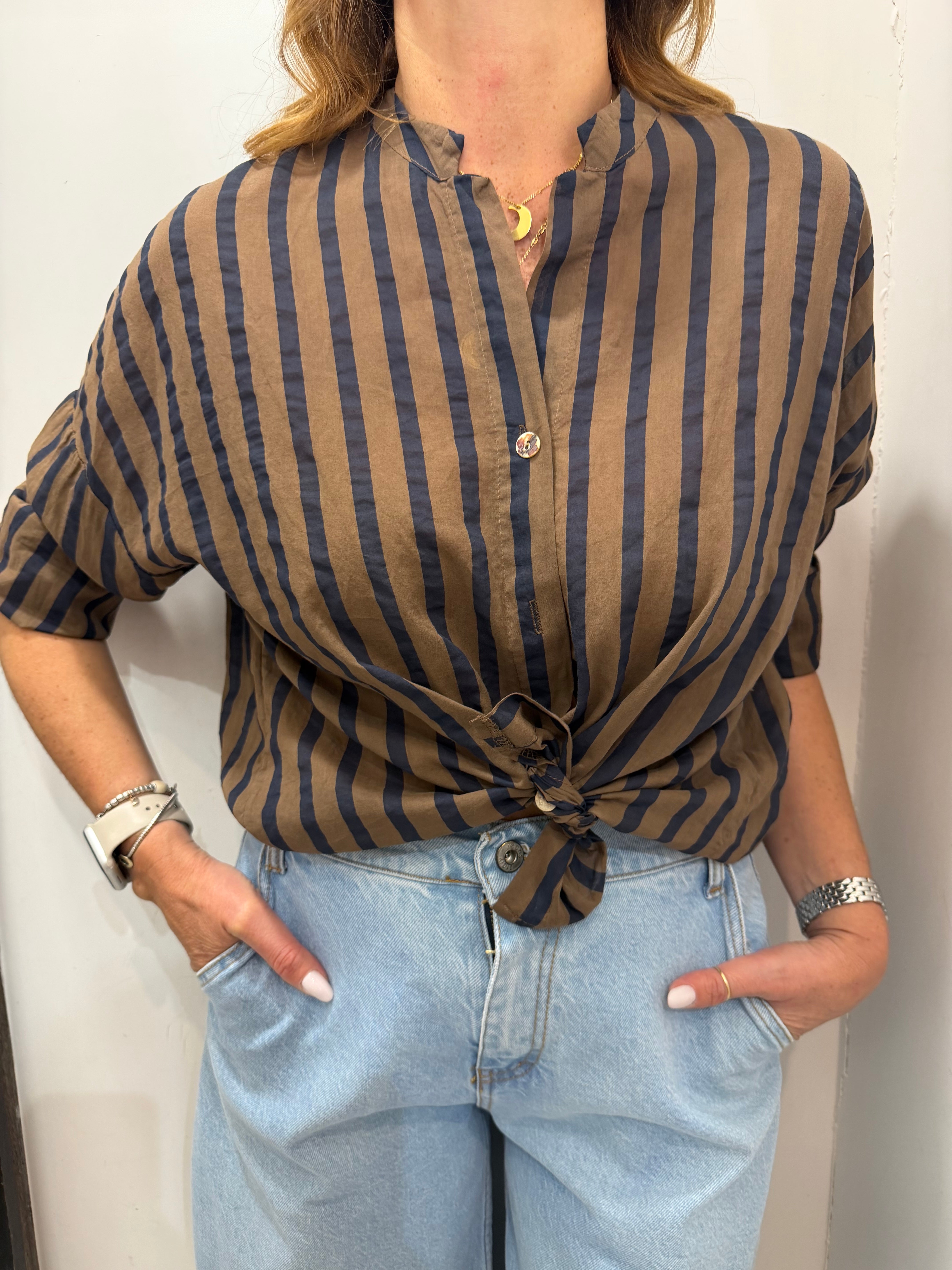 Camicia rigata in mussola Emisphere 