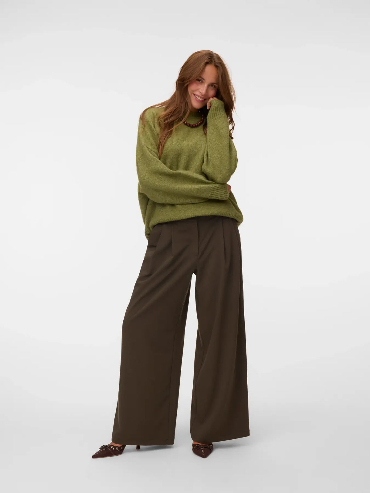 Pantalone vita media con pieces Vero Moda