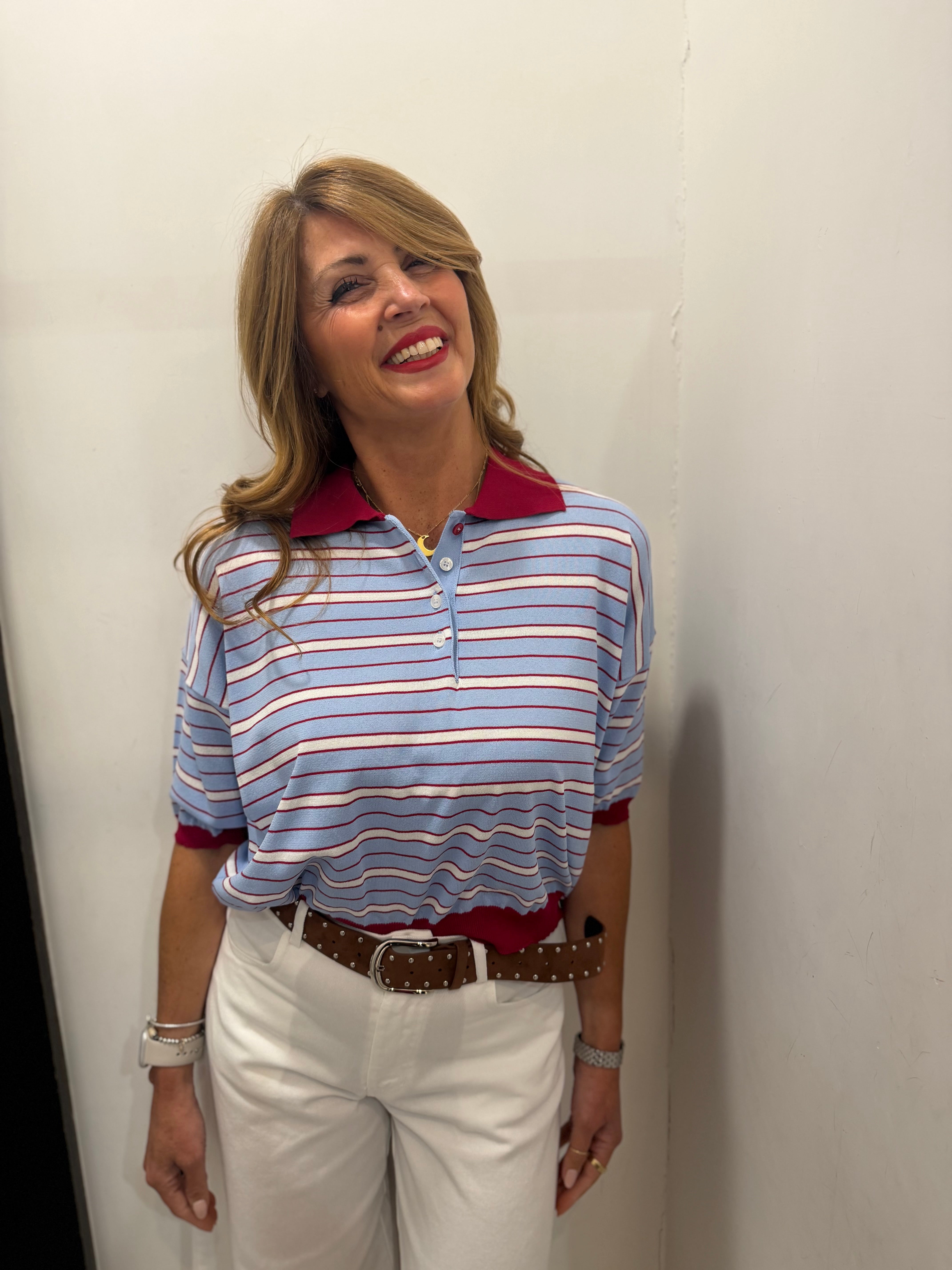 Polo a righe con colletto classico e abbottonatura Imperial
