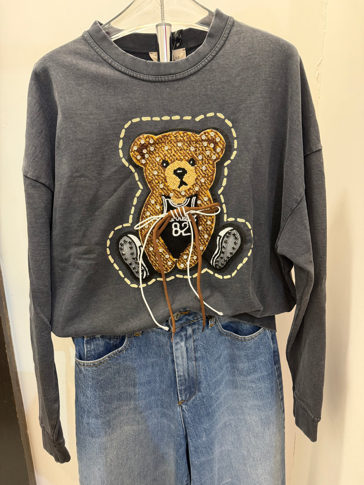 Felpa con teddy con applicazioni Emisphere