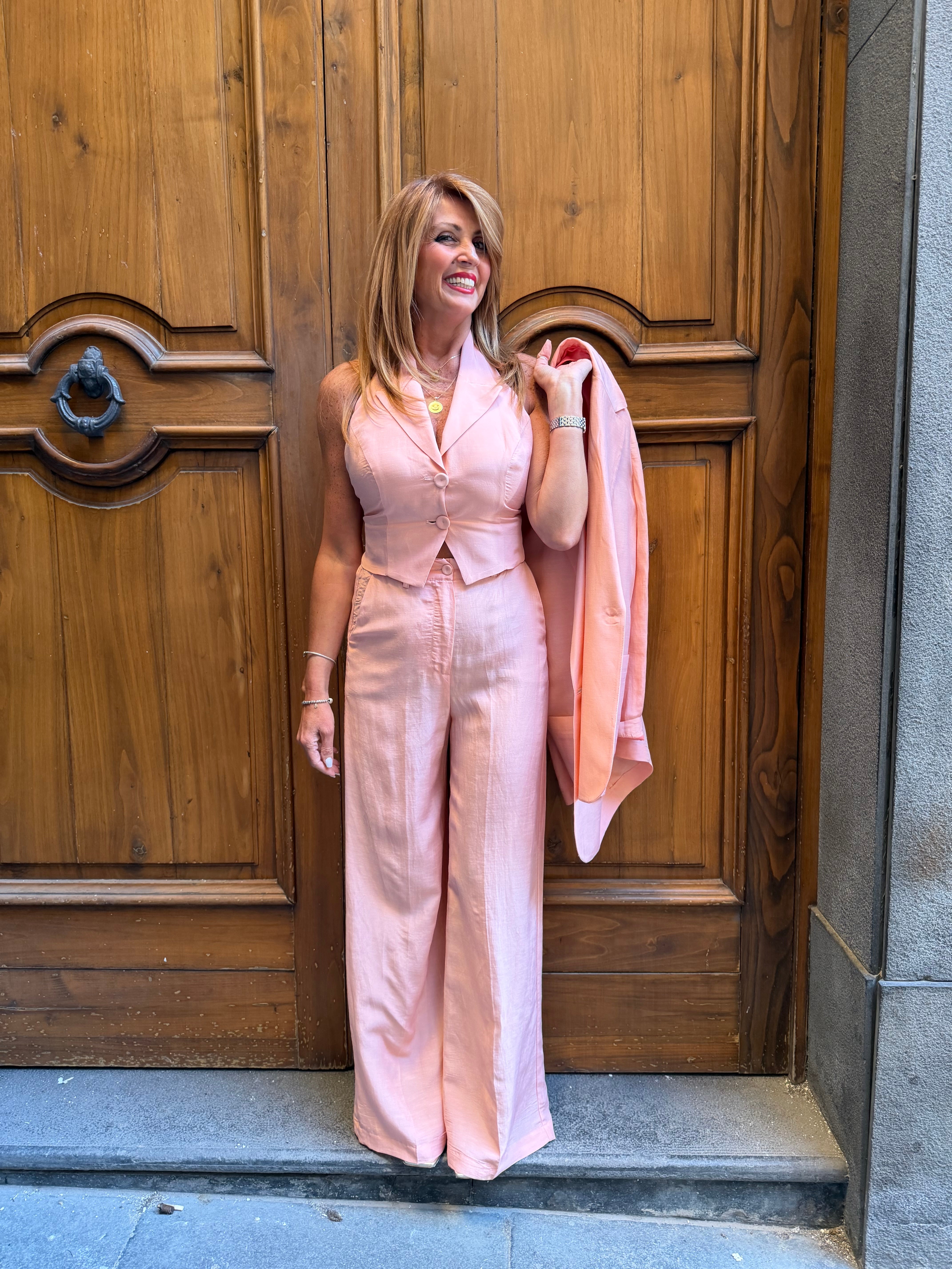 Gilet monopetto in lino/viscosa Hanita