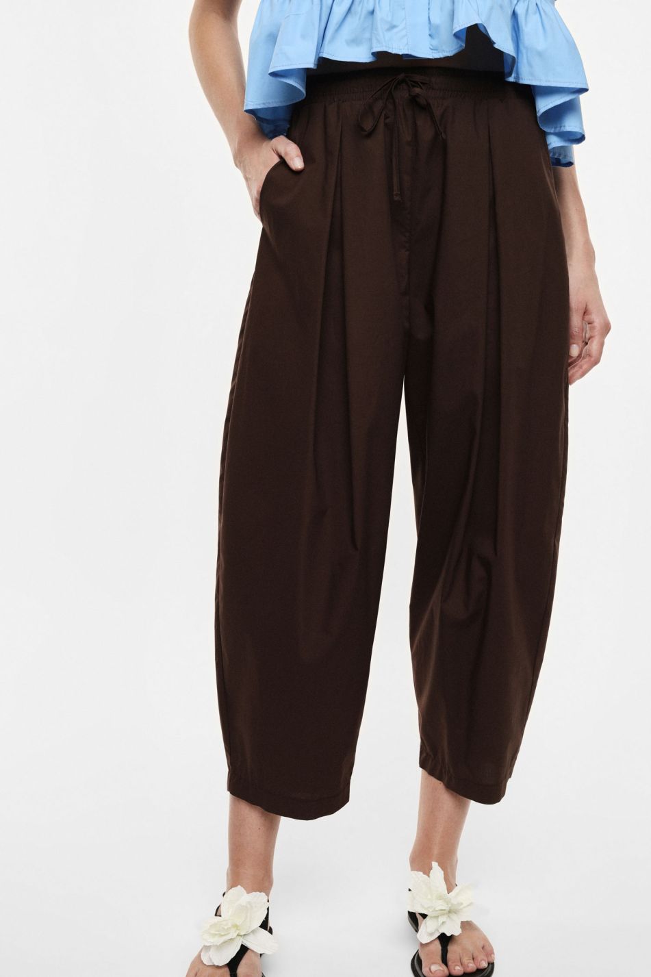 Pantalone palazzo cropped con pinces e vita elasticizzata Imperial