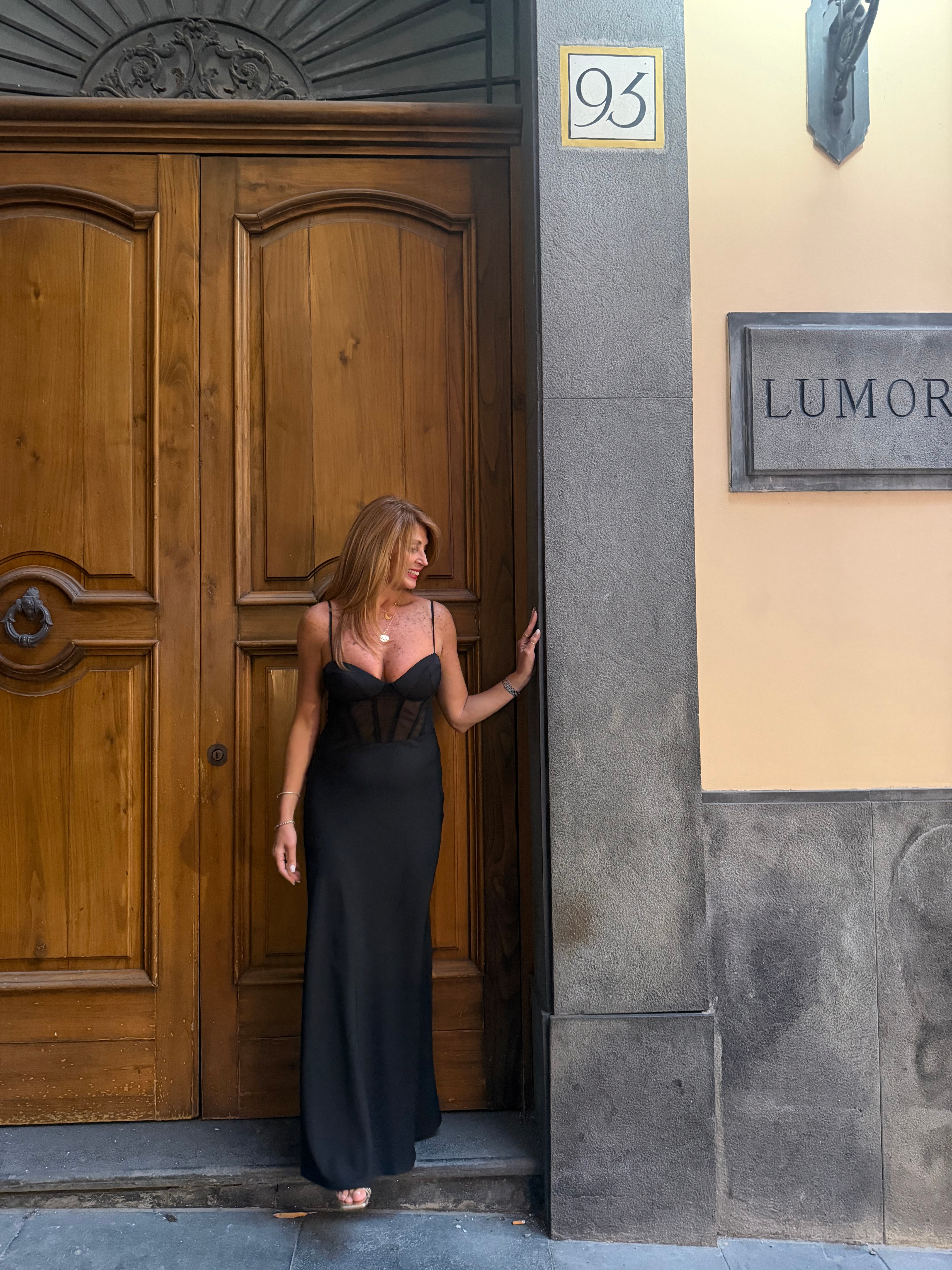 Abito lungo con bustier e spalline sottili Imperial