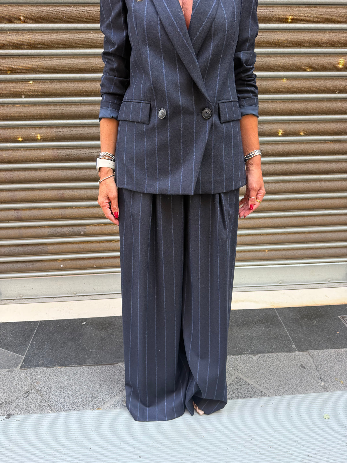 Pantalone gessato palazzo in lana Manila Grace
