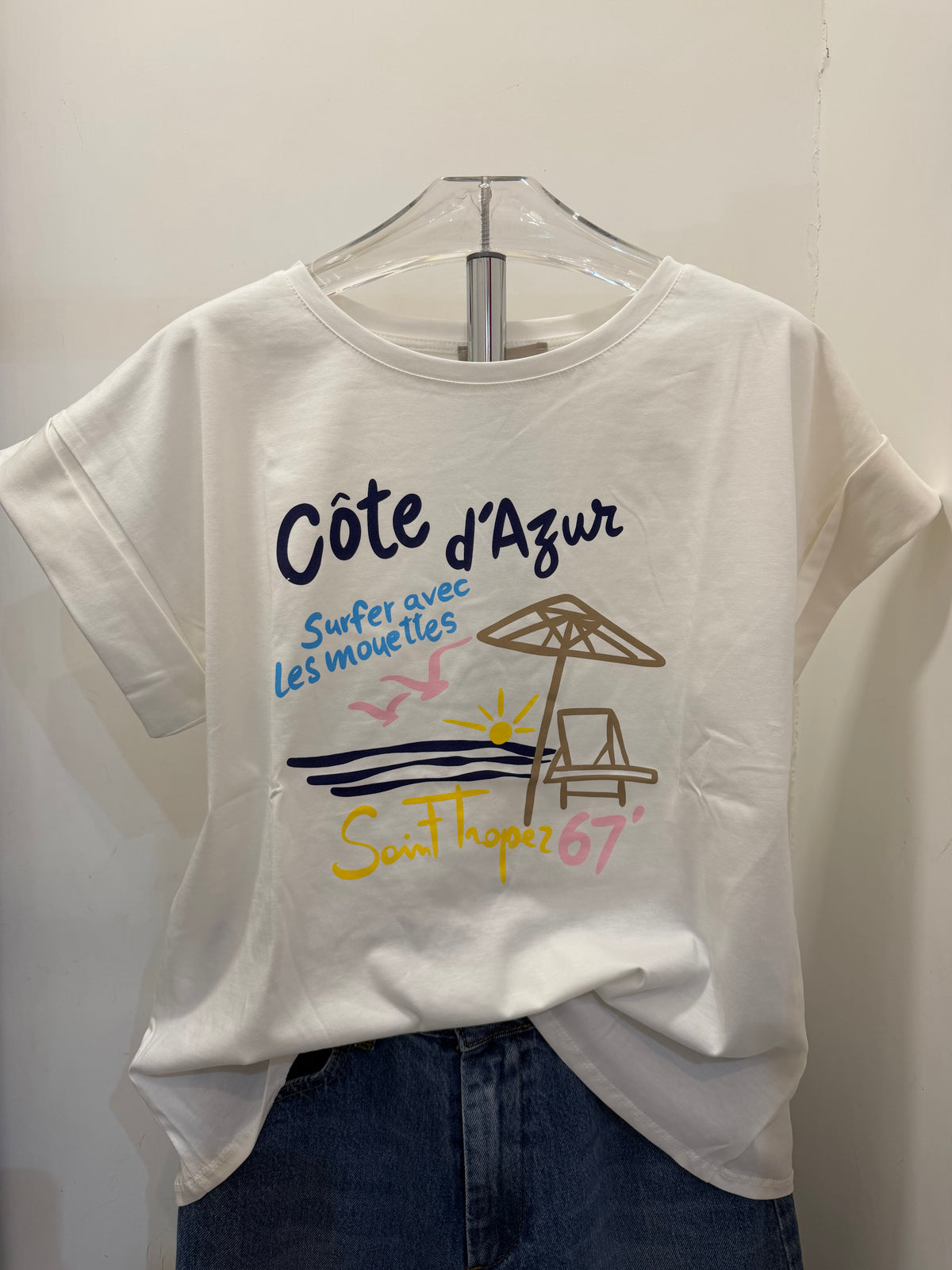 T-shirt con stampa in cotone “Cote Azur ” Emisphere