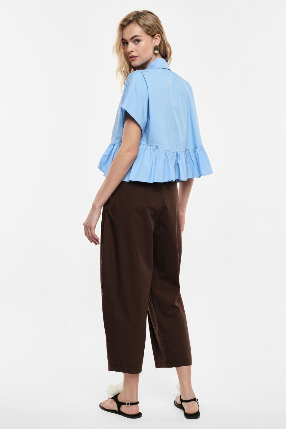 Pantalone palazzo cropped con pinces e vita elasticizzata Imperial