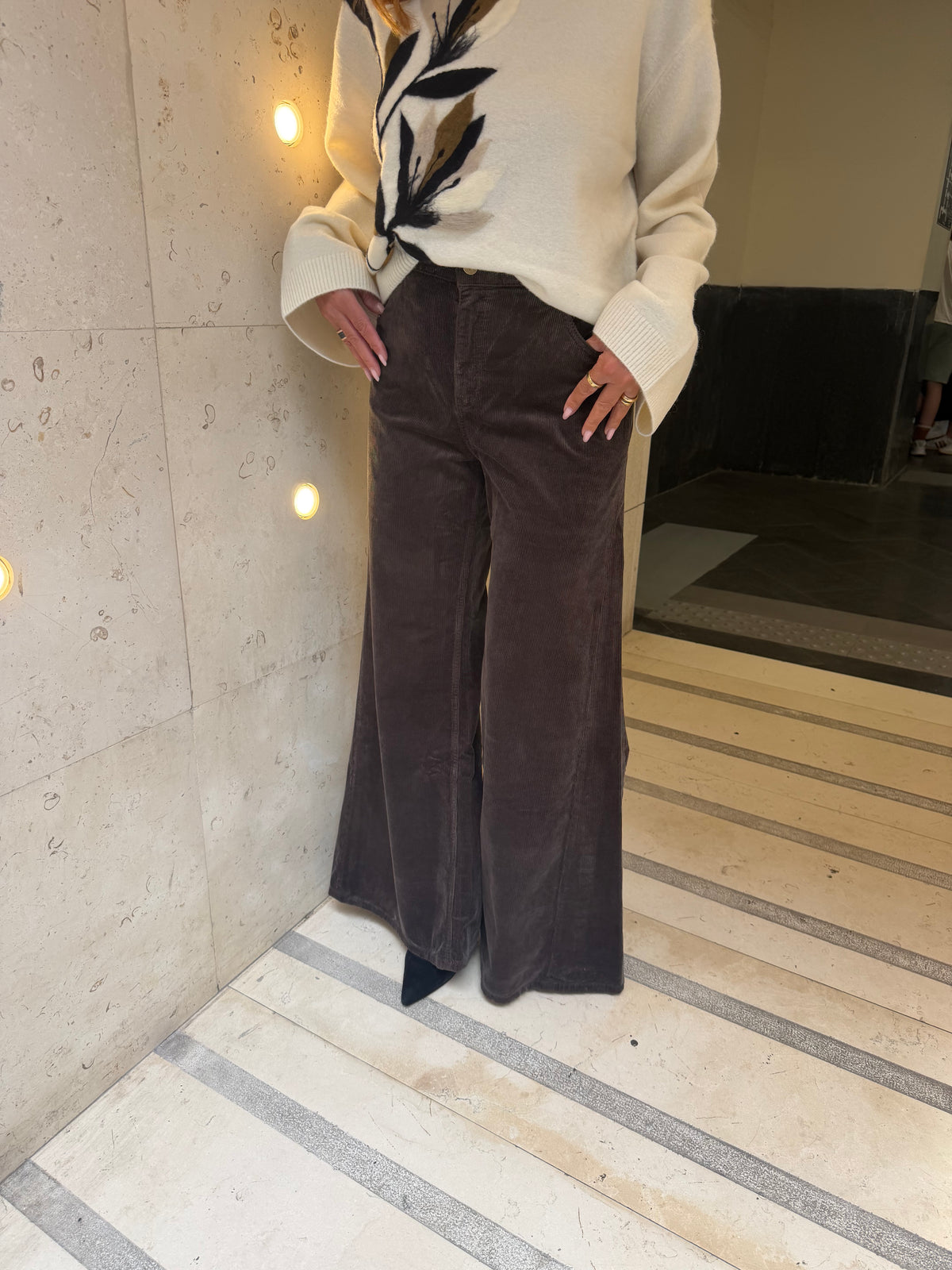 Pantalone a palazzo a costine in velluto Kaos Jeans