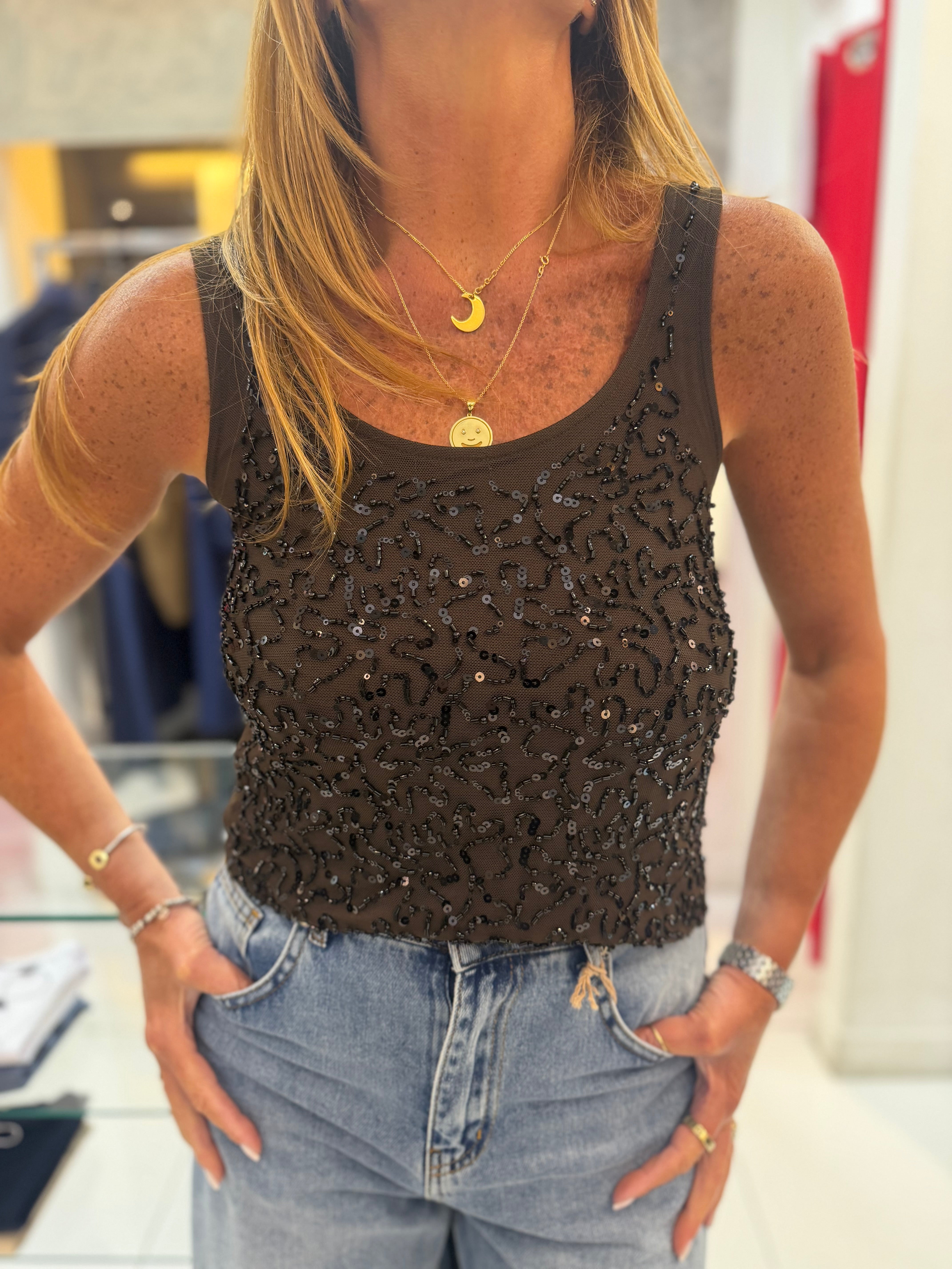 Top con dettagli paillettes Kaos Donna