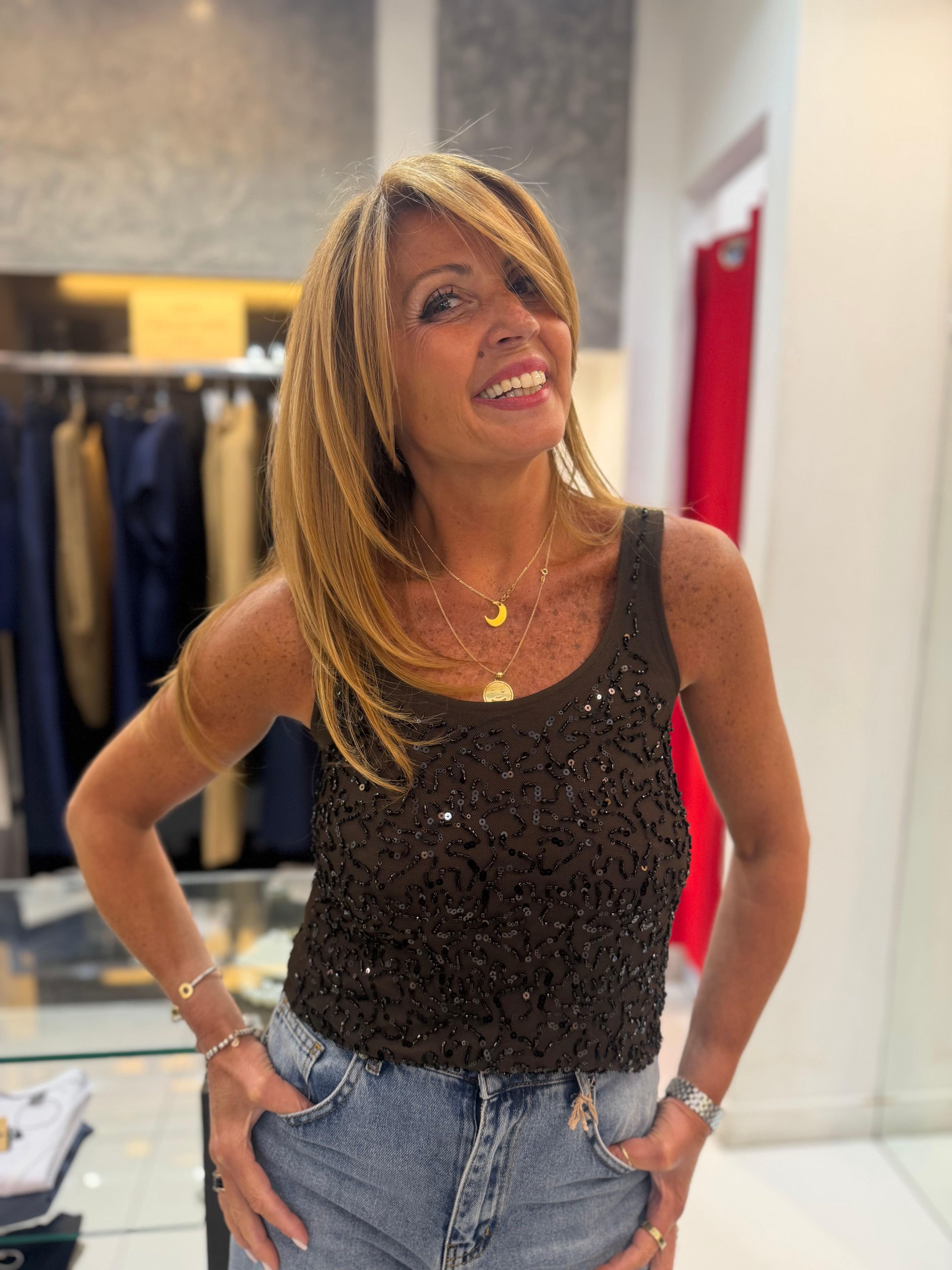Top con dettagli paillettes Kaos Donna