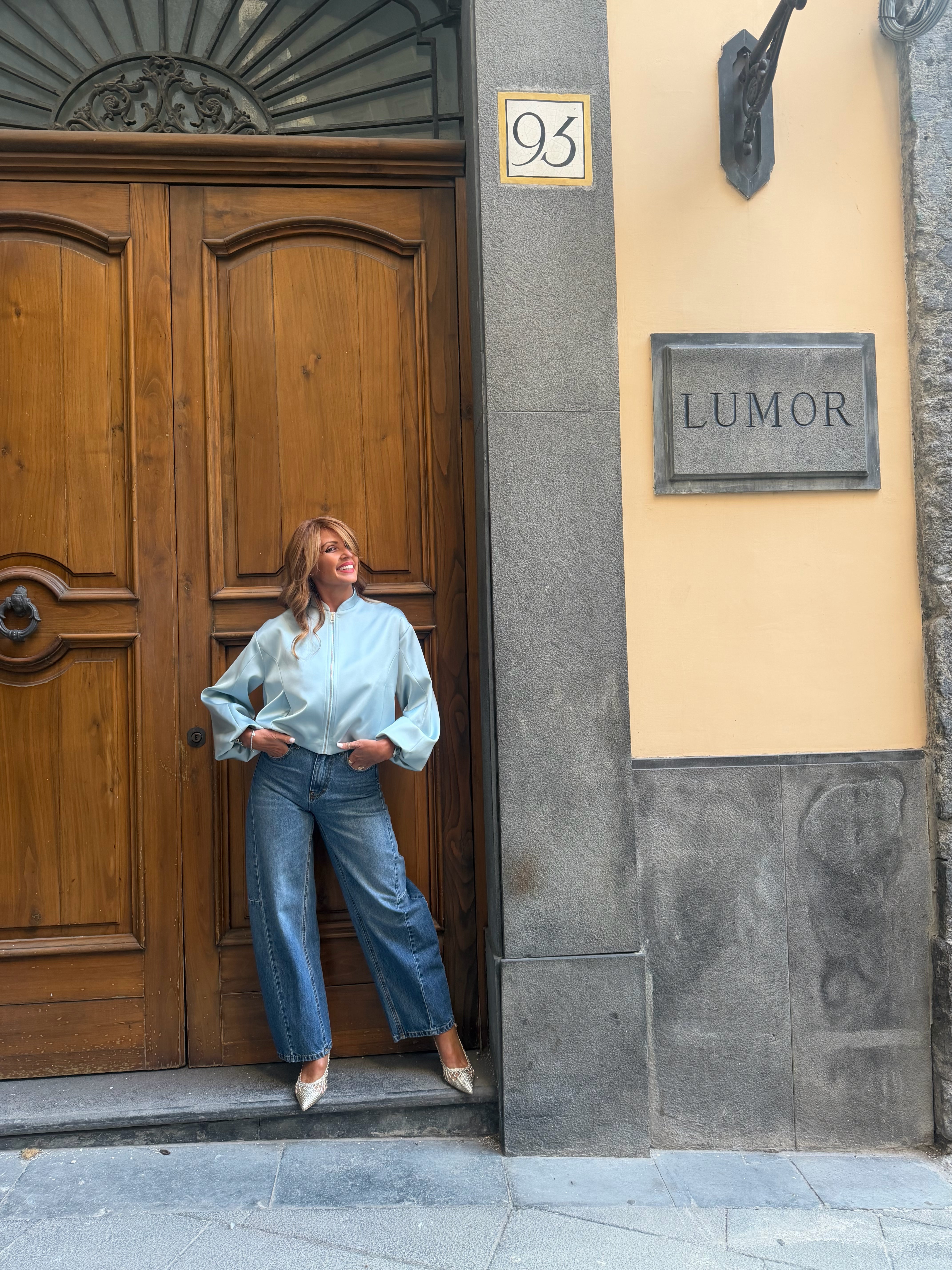 Bomber corto con maniche voluminose zip frontale Imperial