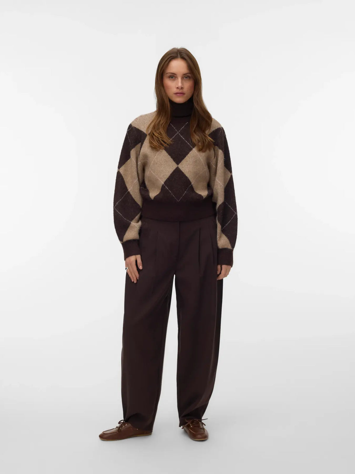 Maglia dolcevita con maniche a palloncino e dettagli jacquard vero moda