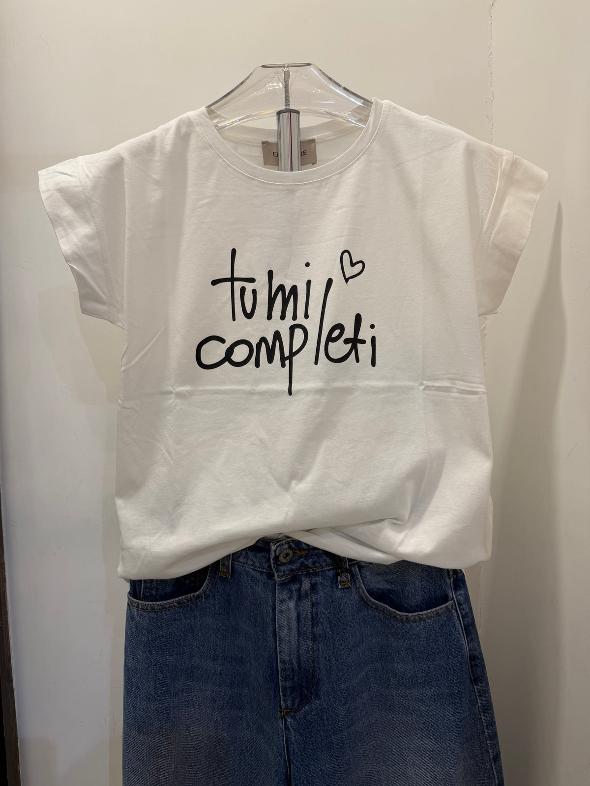 T-shirt con stampa in cotone “Tu mi completi” Emisphere