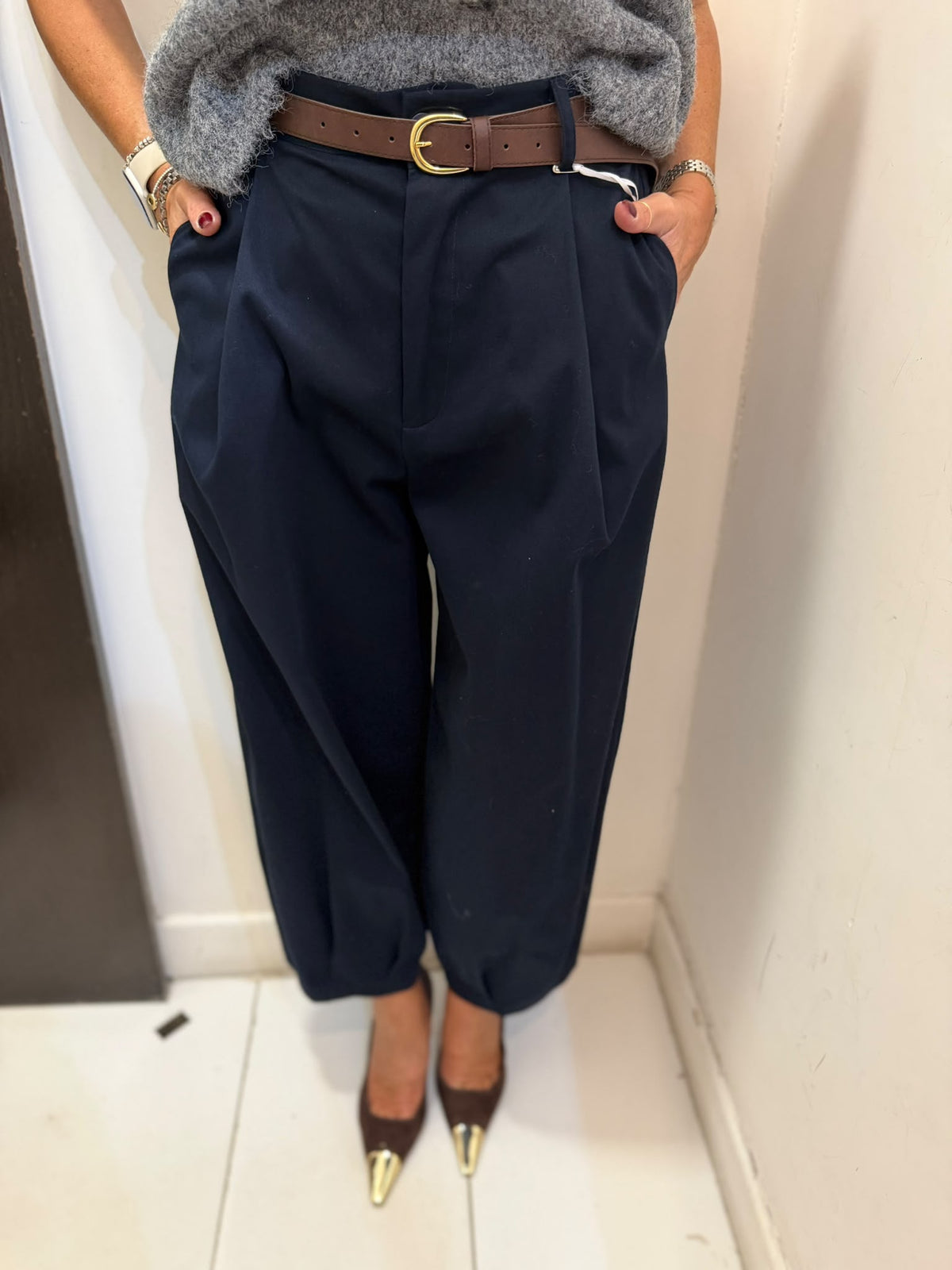 Pantalone barrel a vita alta con cintura in dotazione Imperial