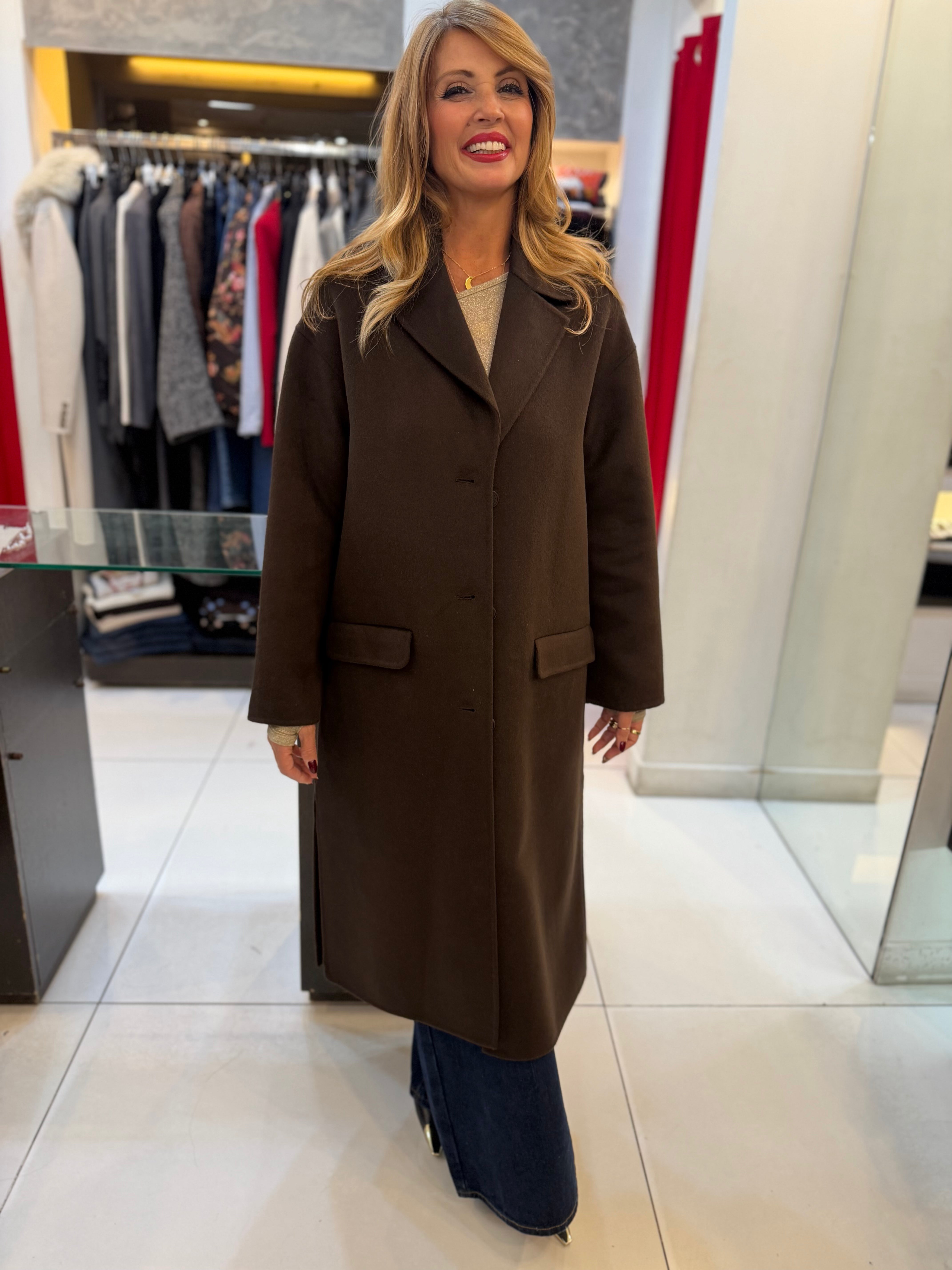 Cappotto lungo monopetto con revers Kaos Collection