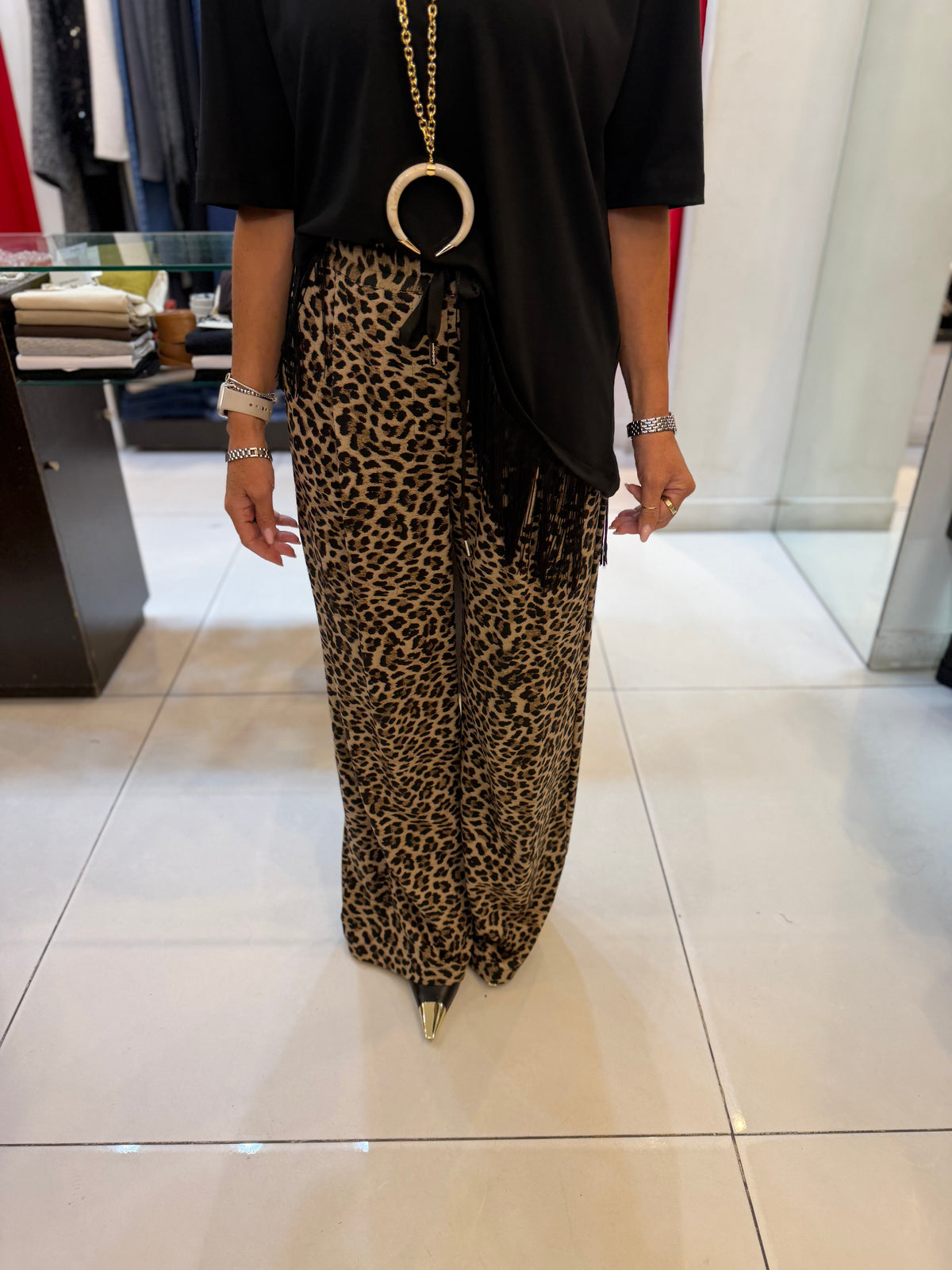 PANTALONE PALAZZO IN FELPA FANTASIA MACULATA DIXIE