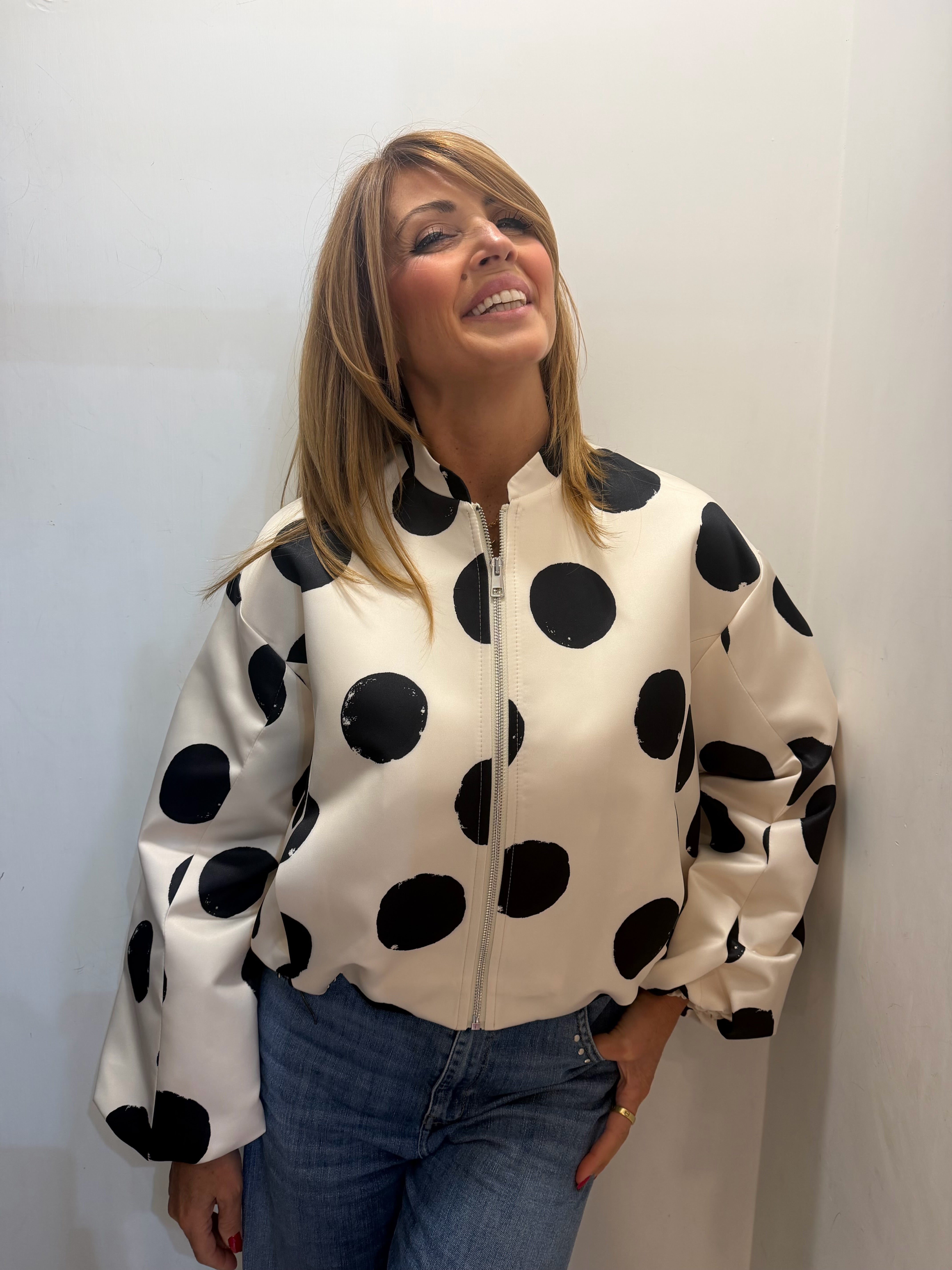 Bomber a pois in satin Imperial