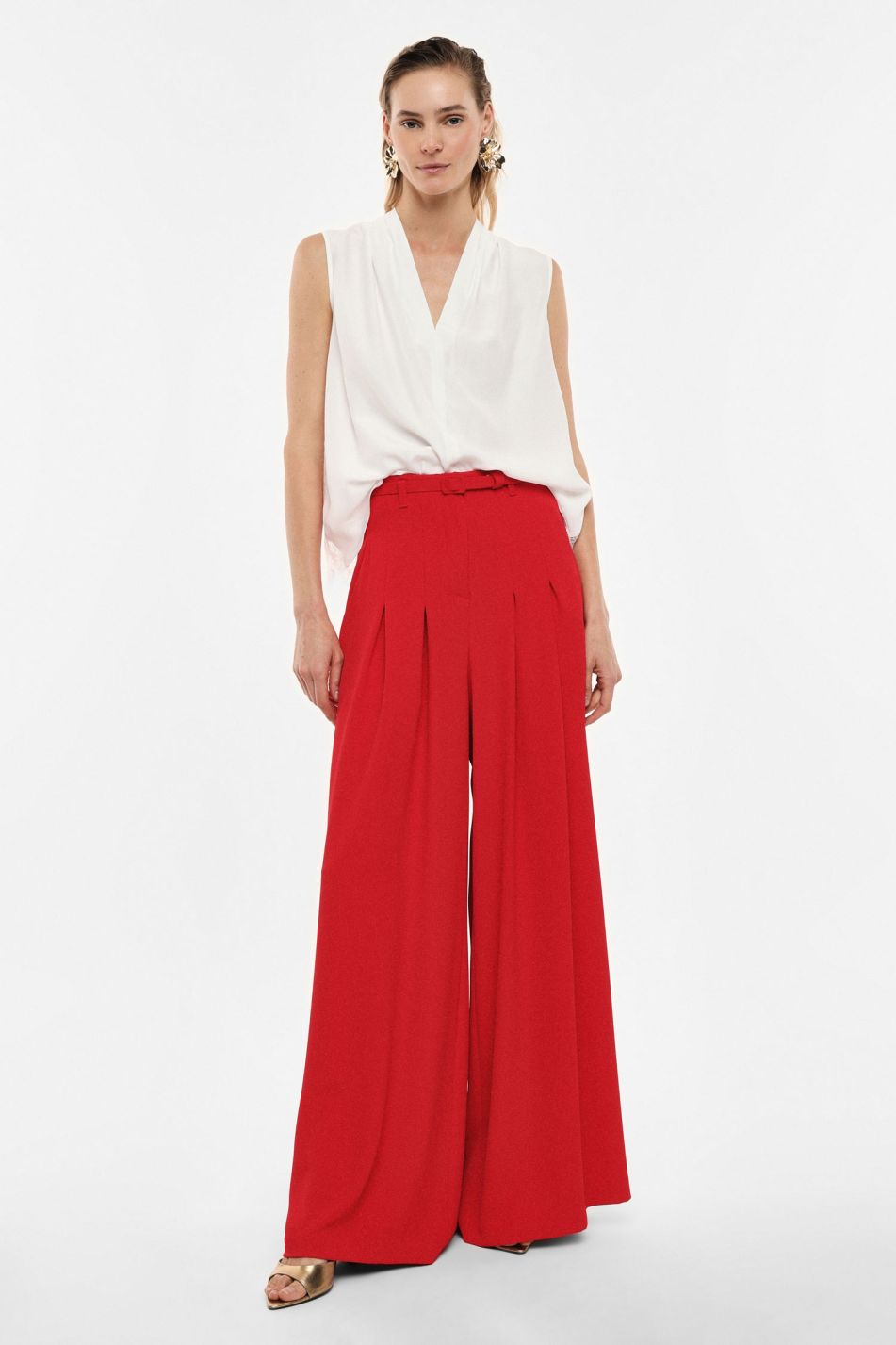 Pantaloni palazzo ampi vita alta con cintura Imperial