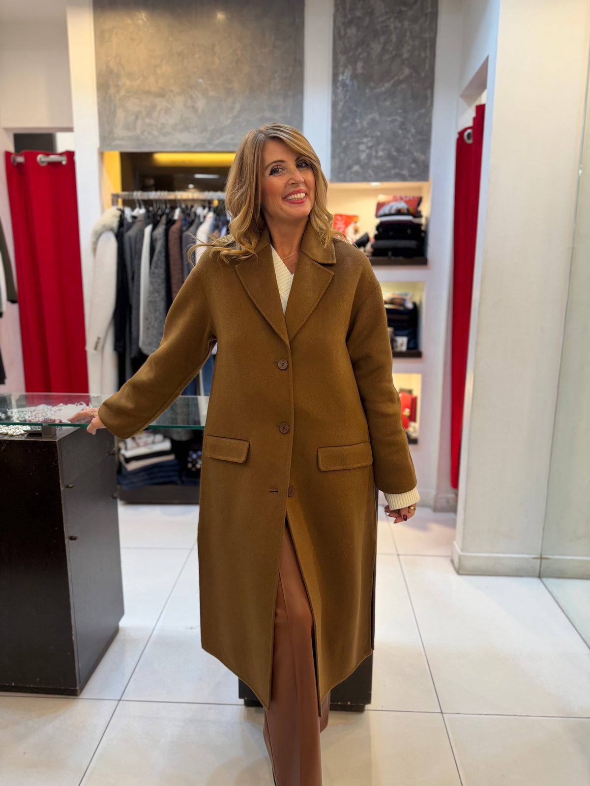 Cappotto lungo monopetto con revers Kaos Collection