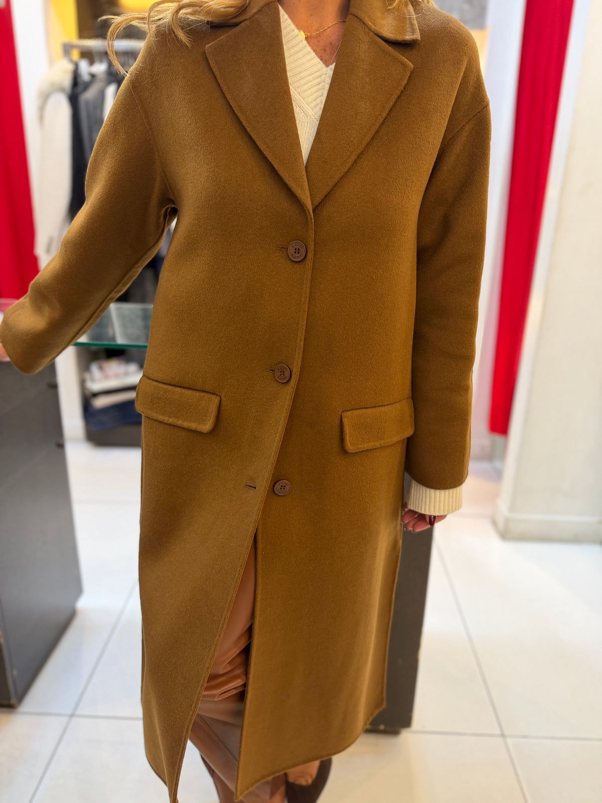 Cappotto lungo monopetto con revers Kaos Collection