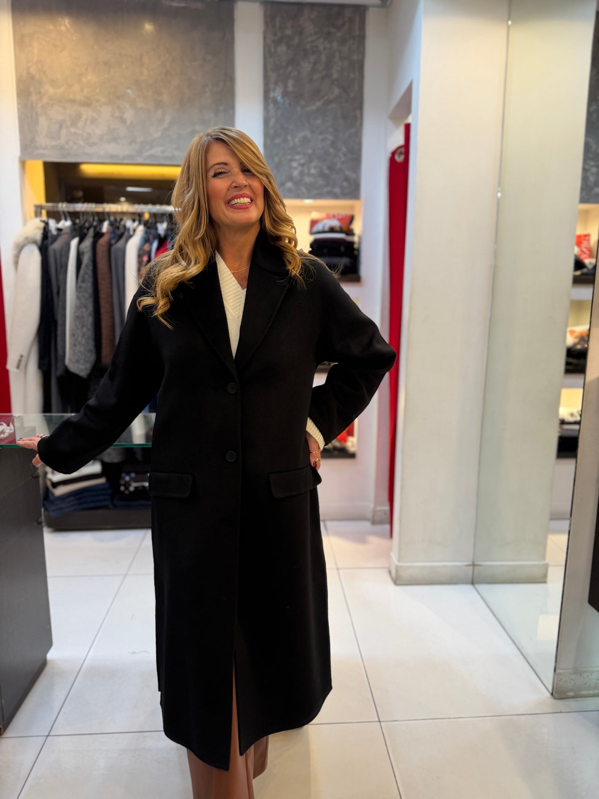 Cappotto lungo monopetto con revers Kaos Collection