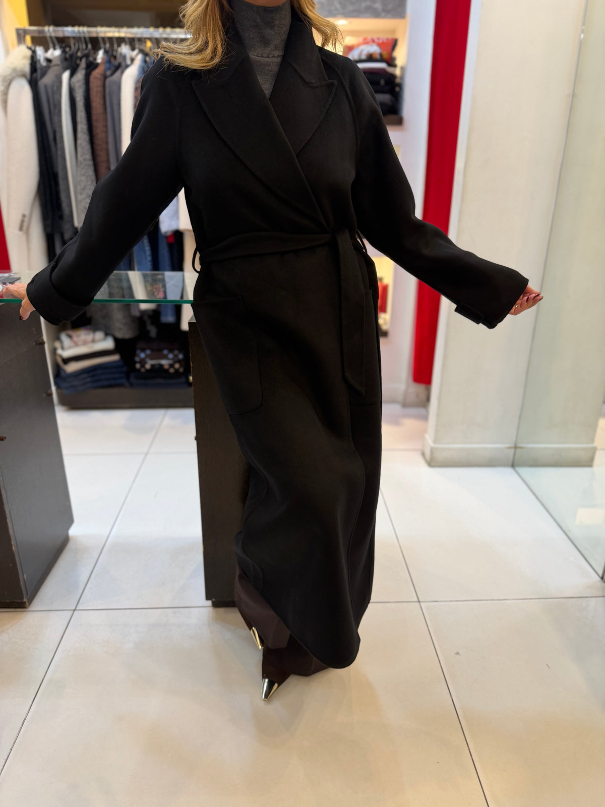Cappotto lana con cintura senza bottoni Kaos Collection