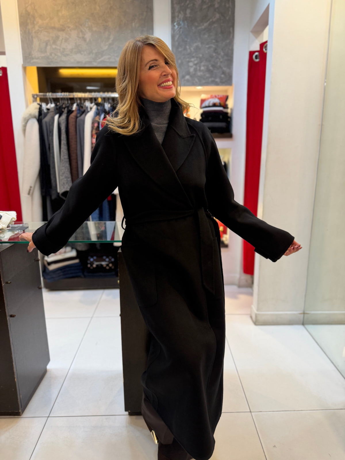 Cappotto lana con cintura senza bottoni Kaos Collection