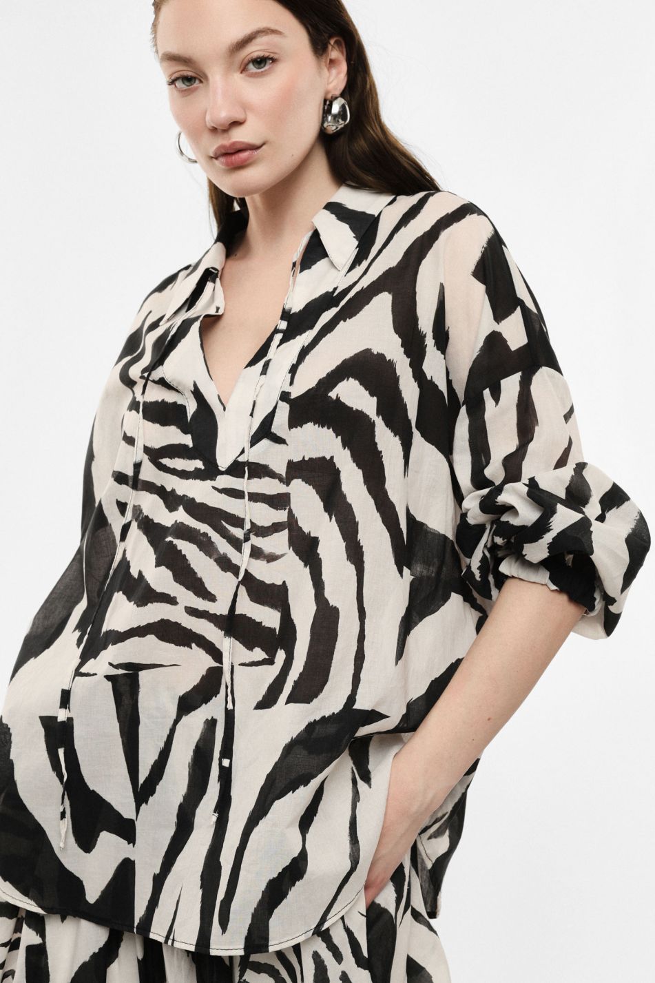 Camicia stampa grafica con collo classico e maniche lunghe Imperial