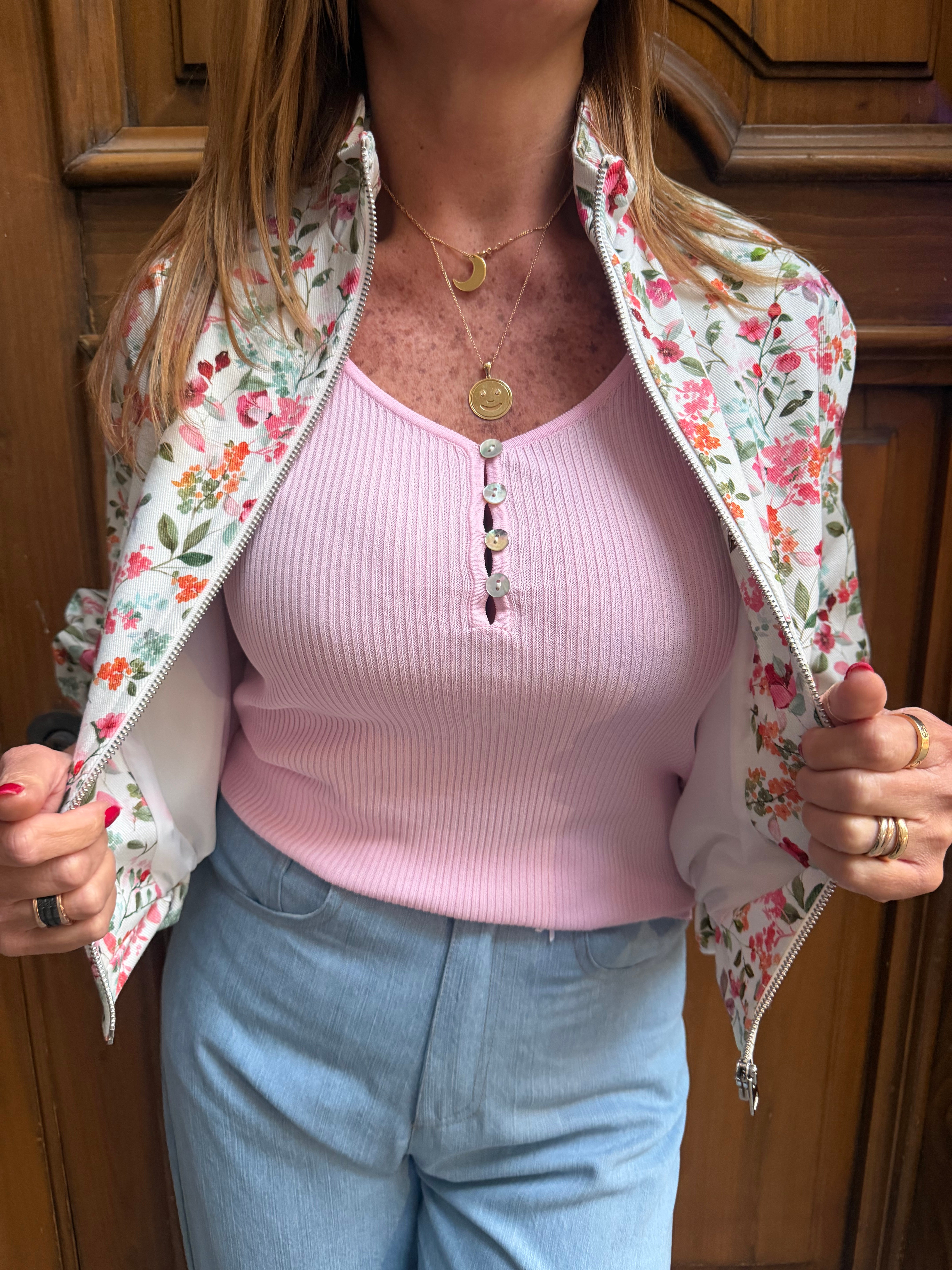 Bomber cropped floreale Imperial con zip e maniche ampie Imperial