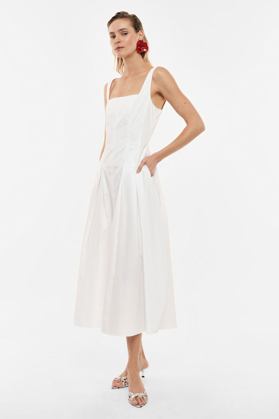 Abito midi con spalline e scollo quadrato Imperial