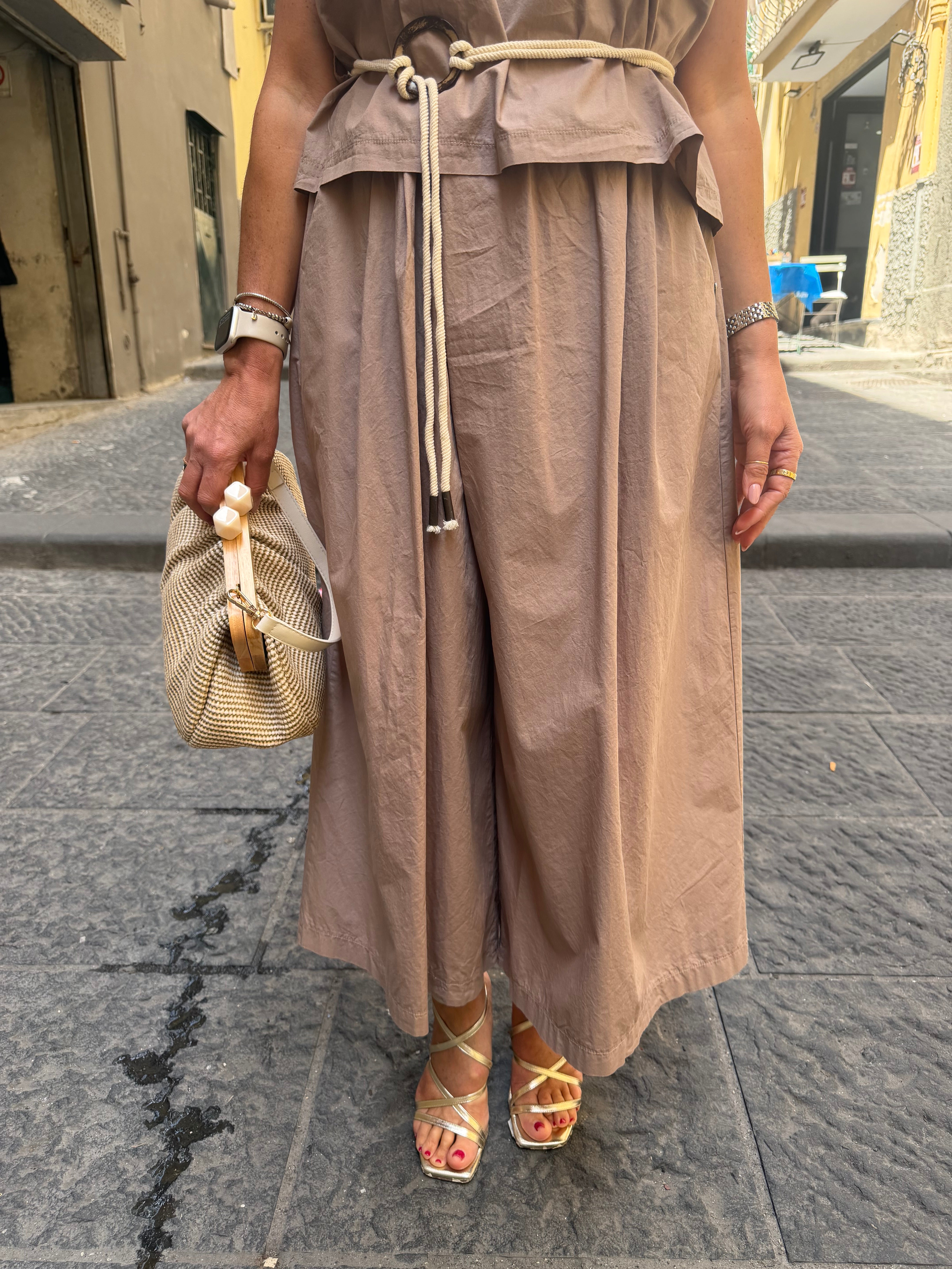 Pantaloni palazzo vita alta con tasche laterali Please