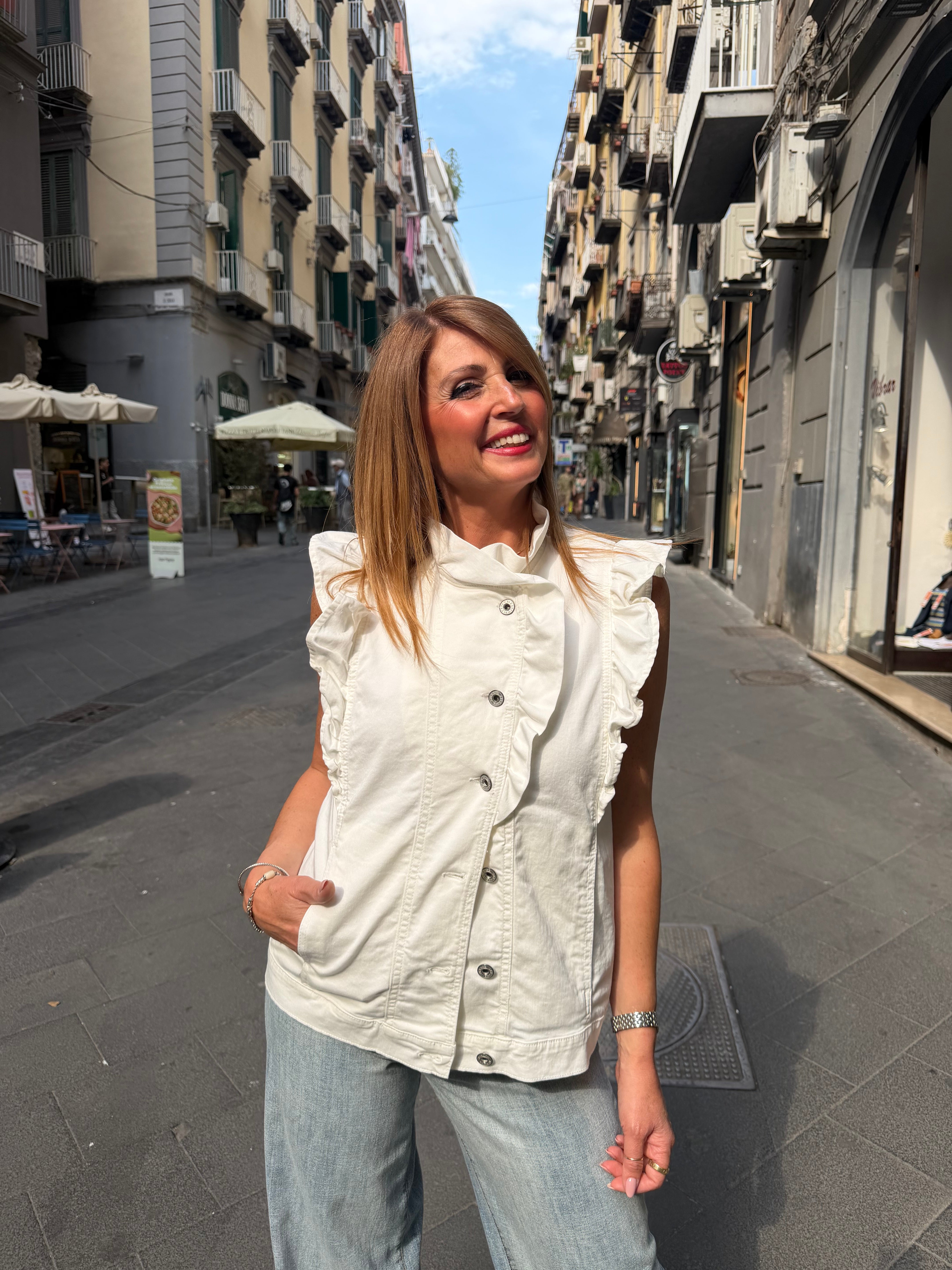 Gilet senza maniche con volat frontali Please