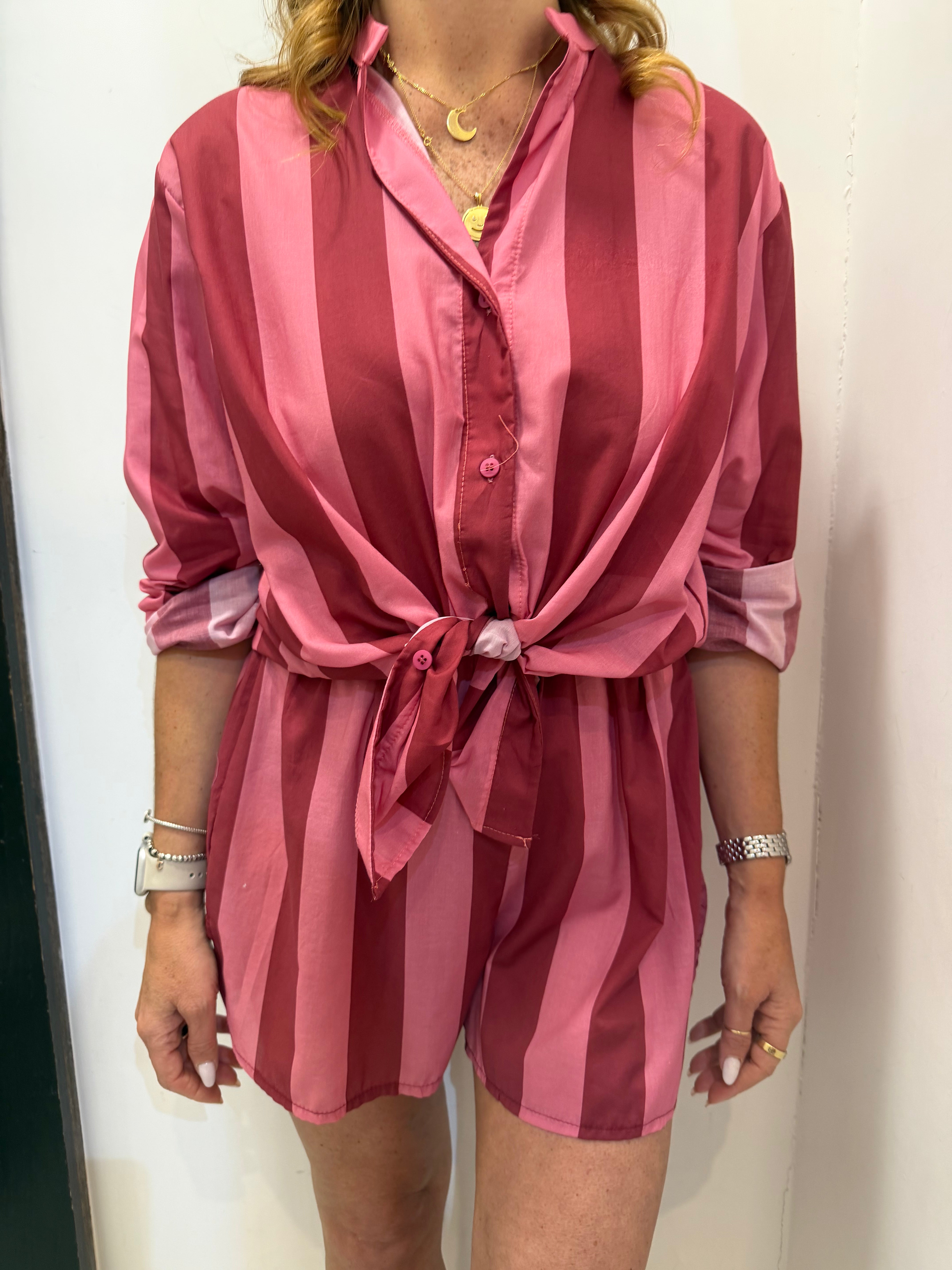 Camicia fantasia con collo alla coreana Angela Davis