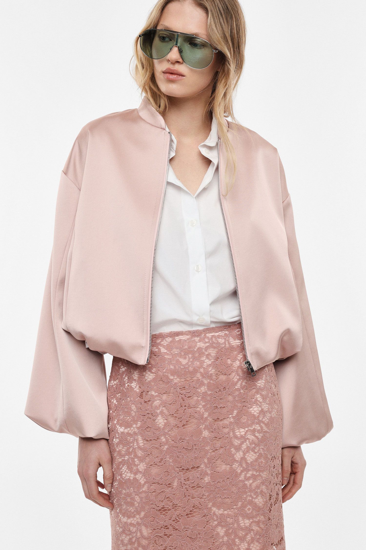Bomber corto con maniche voluminose zip frontale Imperial