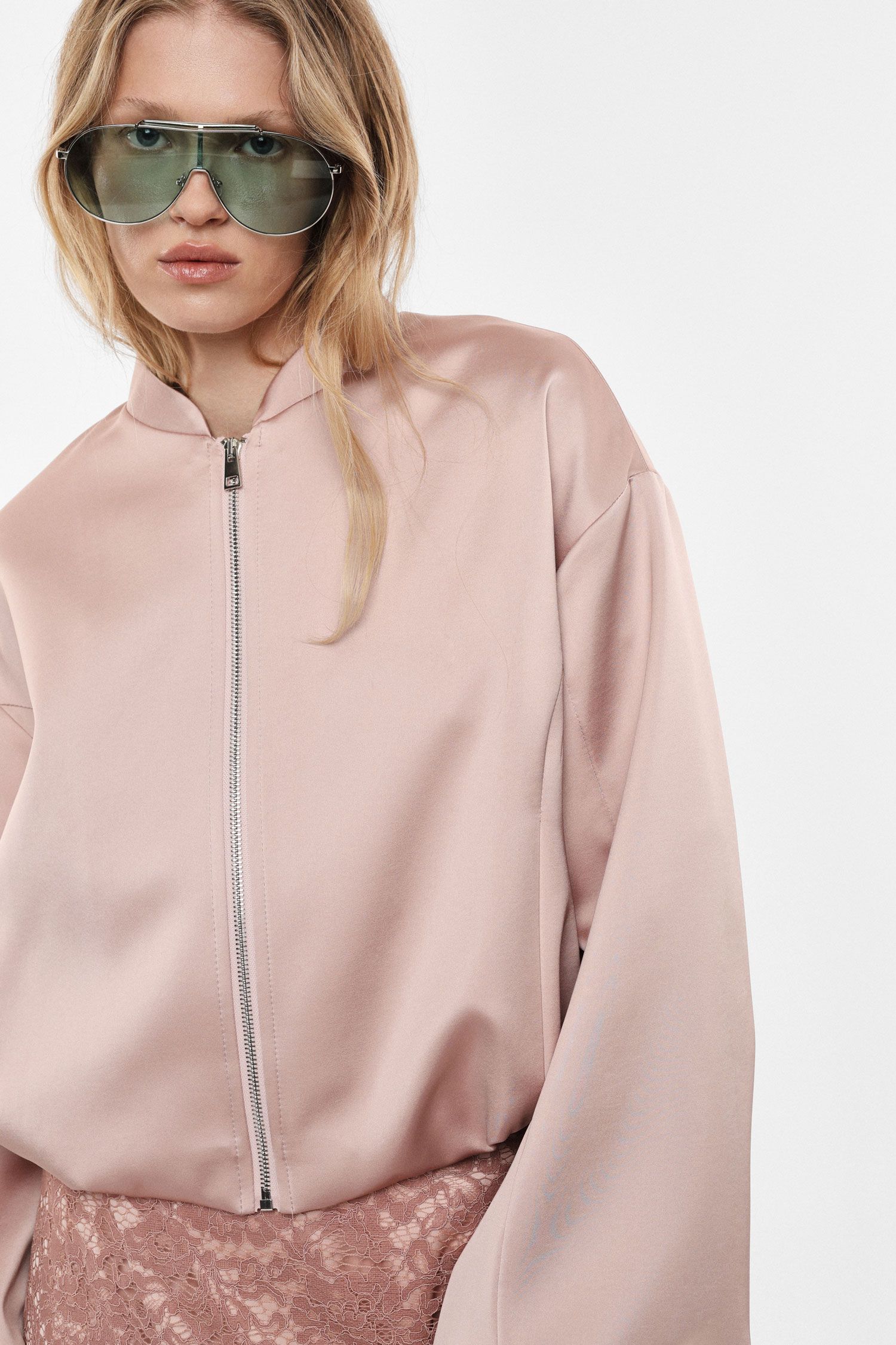 Bomber corto con maniche voluminose zip frontale Imperial