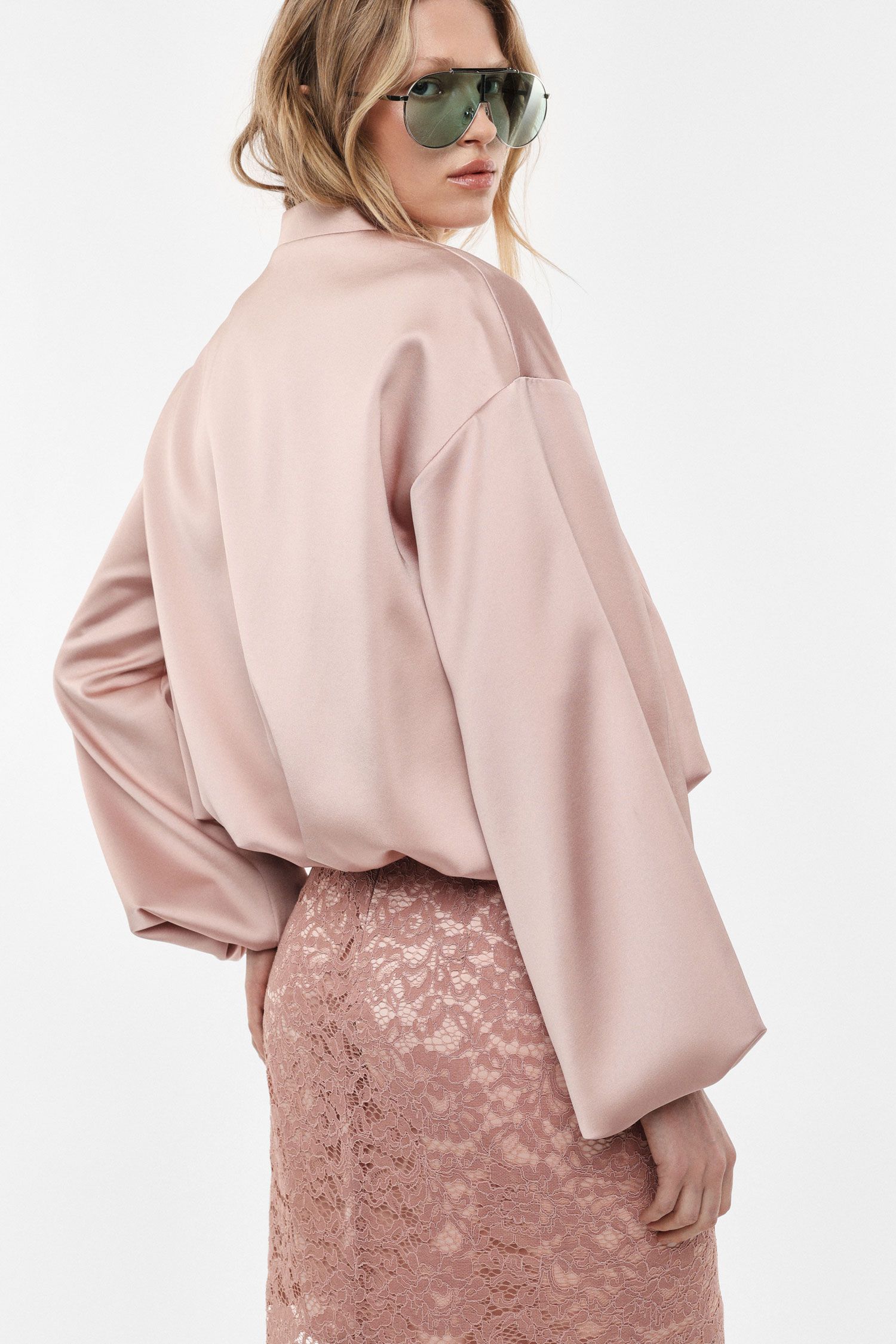 Bomber corto con maniche voluminose zip frontale Imperial
