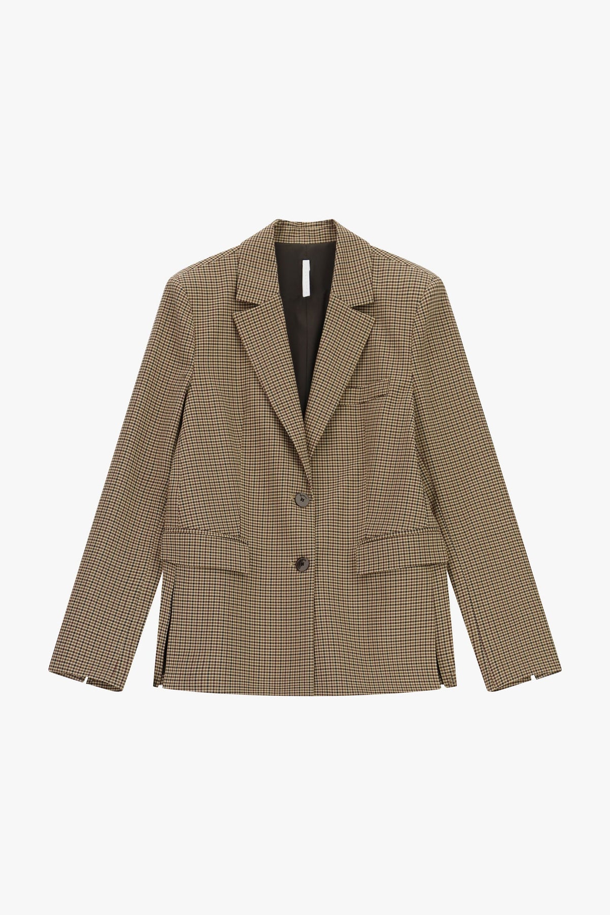 Blazer a quadri con chiusura a due bottoni CAMMELLO/BORDEAUX - F