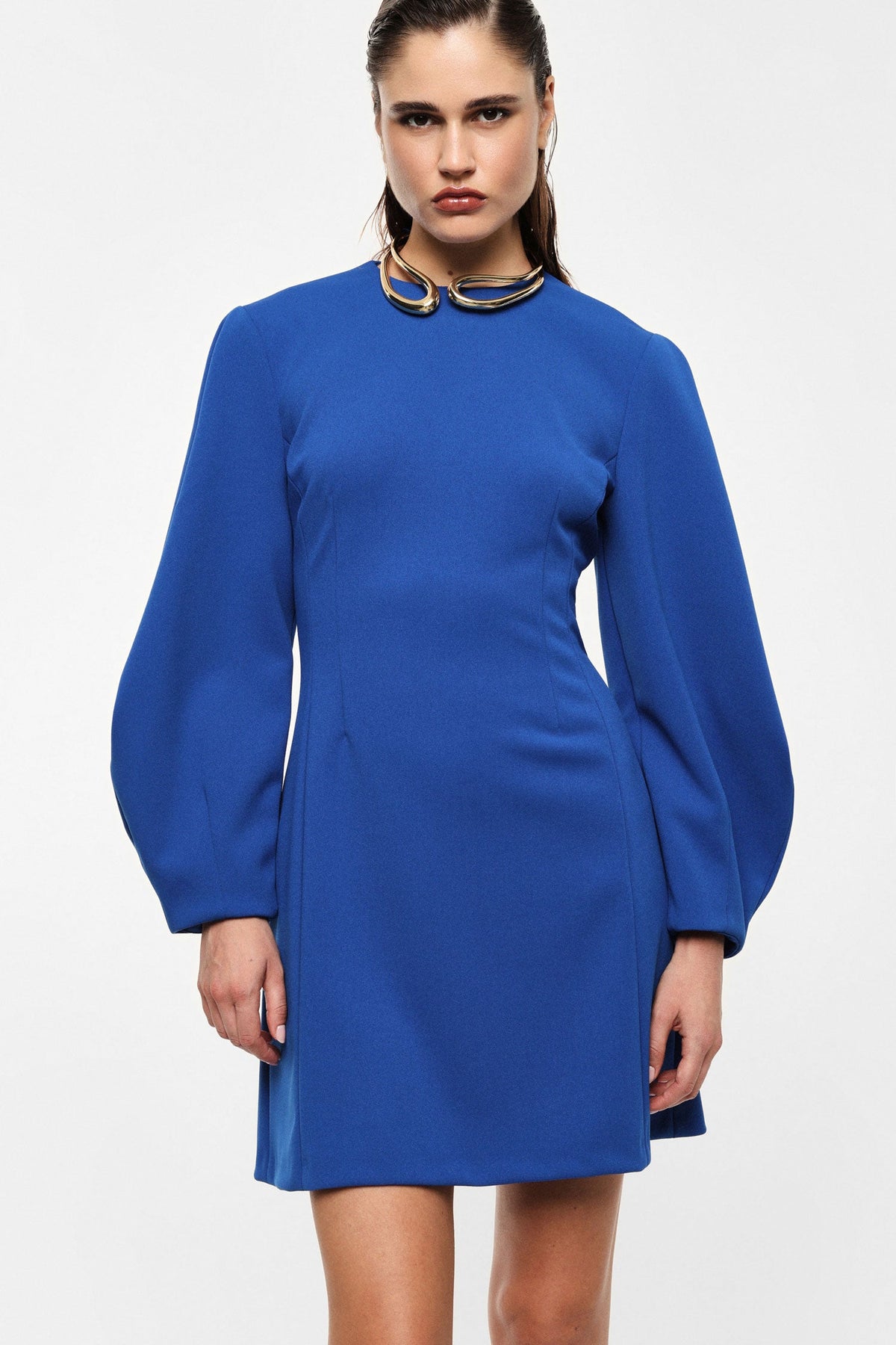 Abito corto con maniche ampie e zip posteriore BLUETTE - IL