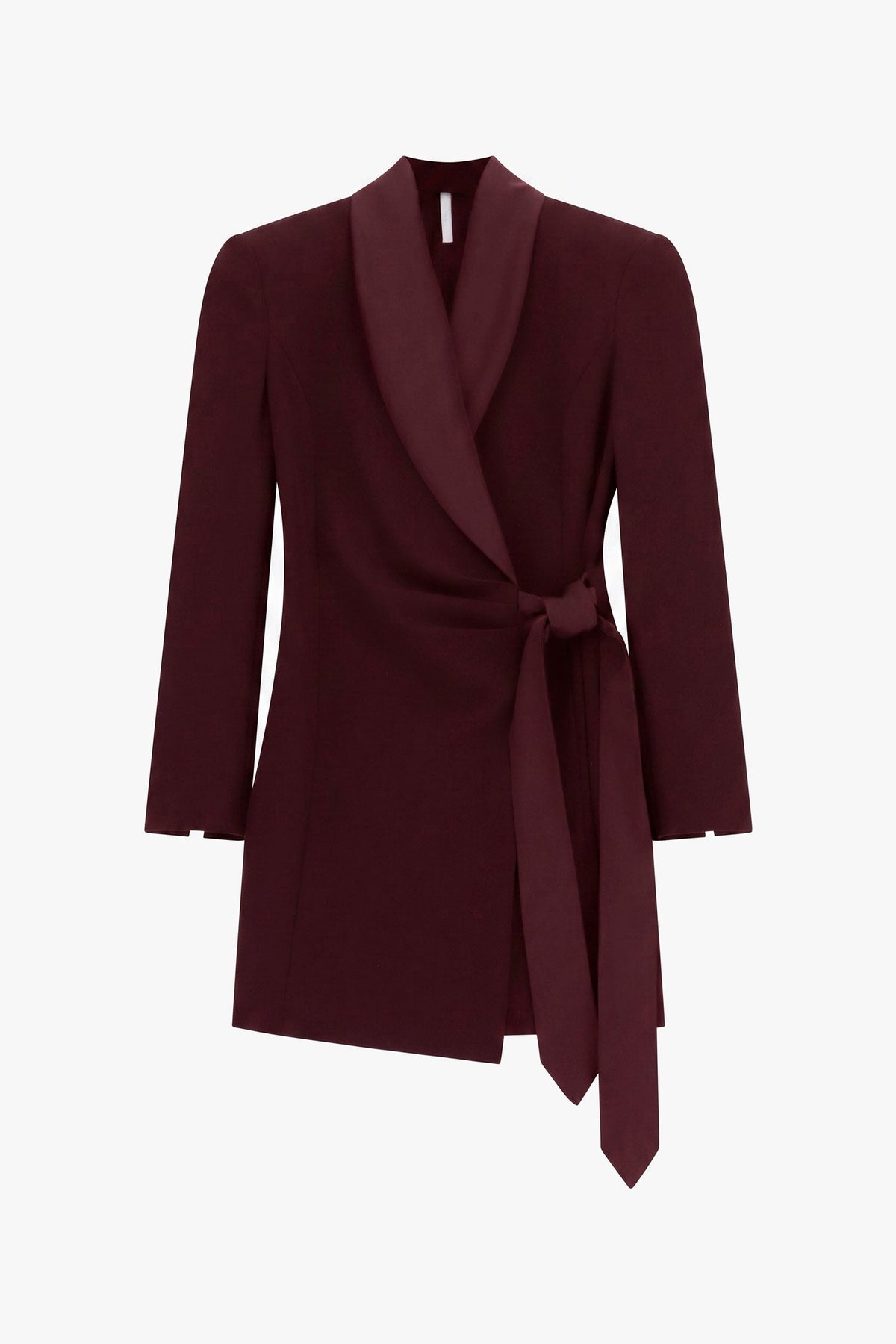 Abito corto con revers sciallato e cintura laterale PLUM NOIR